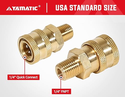 Miniatura 4 de YAMATIC Accesorio para lavadora a presión, 14 "macho Npt a enchufe de 14", acoplador de conexión rápida de 14 pulgadas, acoplador de lavadora a