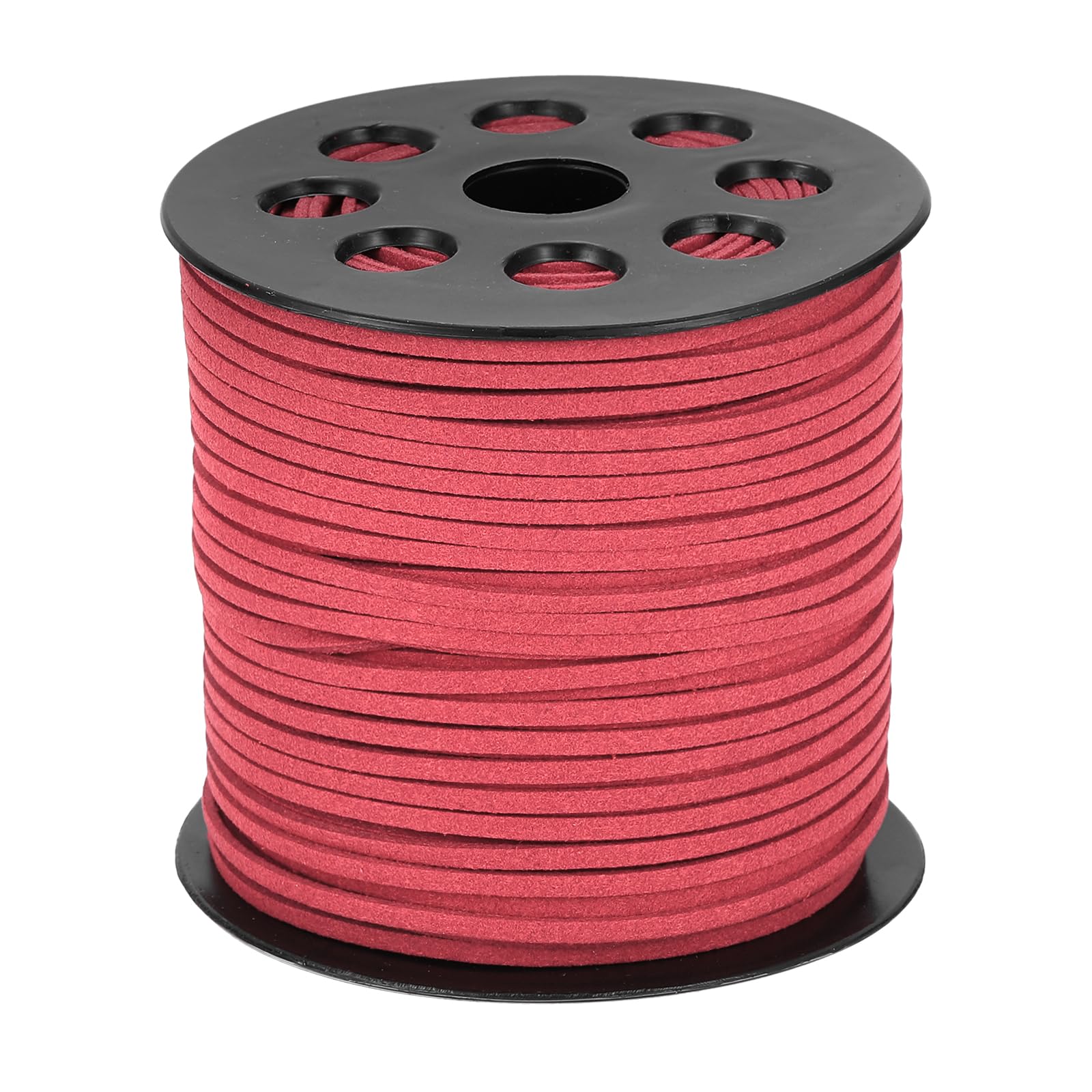 sourcing map 98 Yards x 0.1"(2.6mm) Faux Leather Cord, Flat Suede Cord Leather Strip Braiding String Lace for Jewelry Making Bracelet Necklace Beading Making DIY Crafts, Watermelon Red