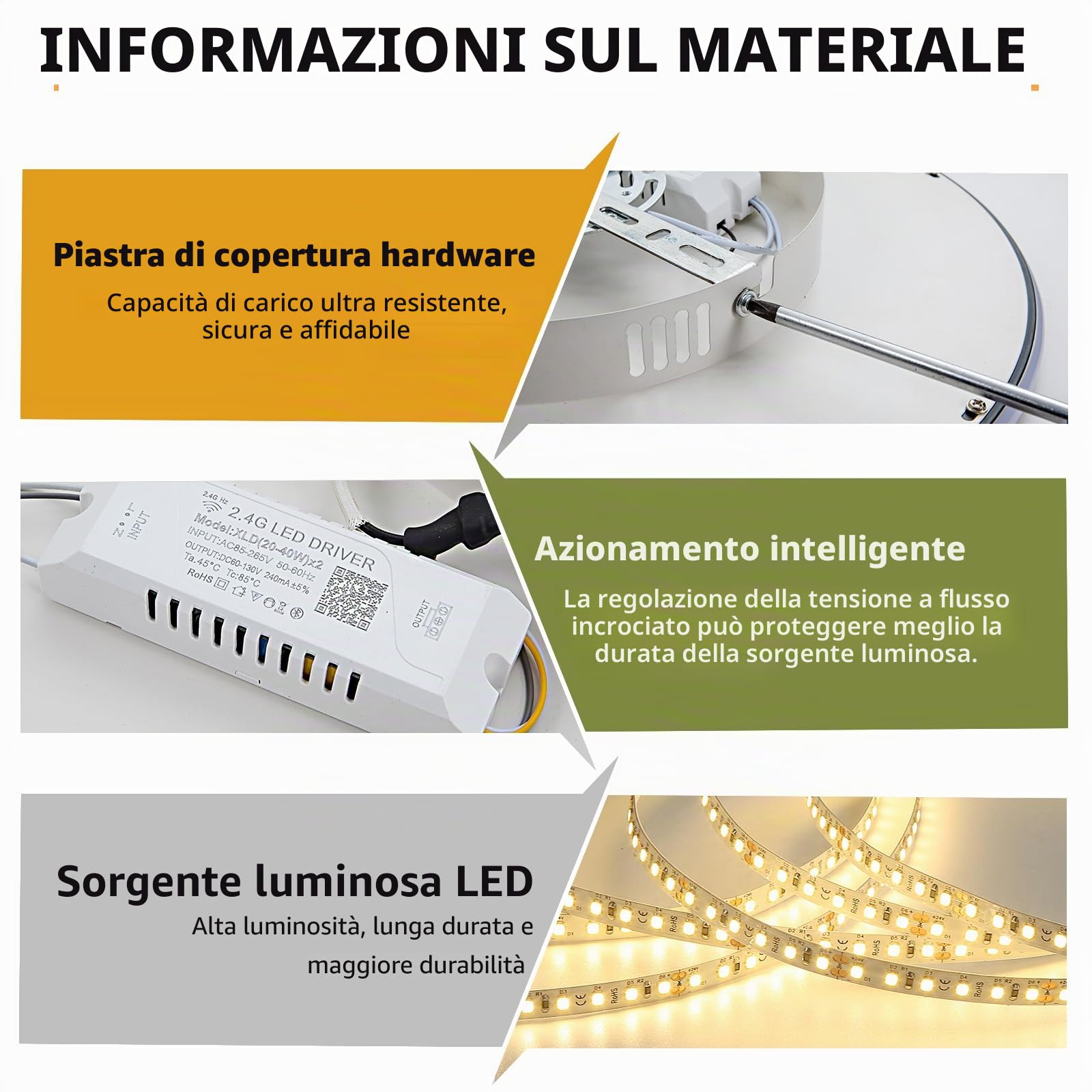 Mikeru Plafoniera LED, diametro 60 cm, rotonda, moderna, 3000 K, luce bianca calda, colore nero, acrilico, per soggiorno, camera da letto, cucina, sala da pranzo, illuminazione a LED a risparmio