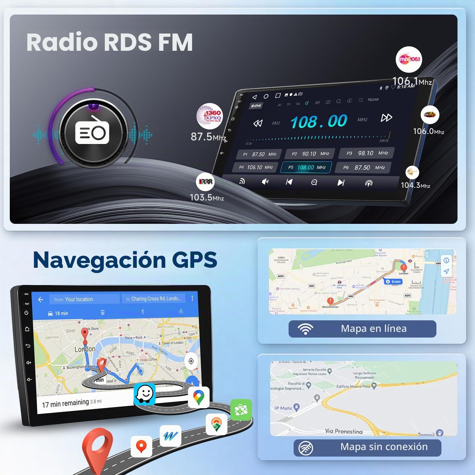 Radio para Coche inalámbrica CarPlay para Fiat Doblo (2015-2021), 2G+64G Android Auto, Podofo Radio con Pantalla táctil de 9 Pulgadas, Bluetooth, Ecualizador, FM/RDS, WiFi y GPS