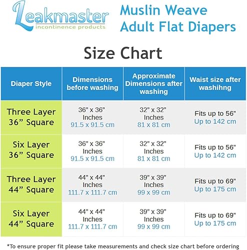 Miniatura 6 de LeakMaster Pañales de tela para adultos, tejido de muselina 100% algodón, pañales de tela plana  Uso con alfileres o sujetadores  Muy absorbentes