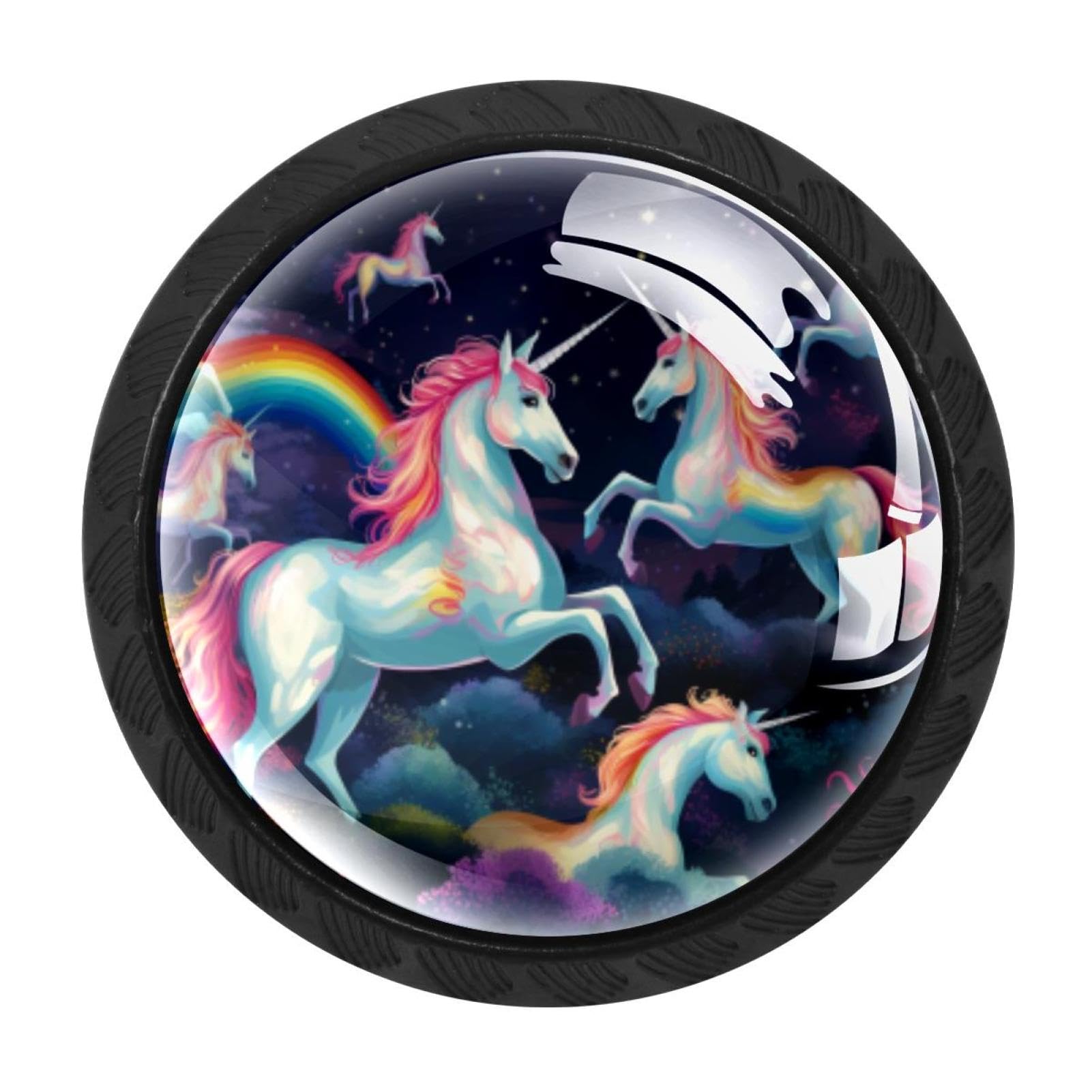 Chenzzzz Multicolored 05 4 Pack Rainbow Unicorn Dresser Drawer Cabinet Knobs Round Crystal Glass Knobs Pulls Handles For Kitchen Wardrobe Cupboard Door Hardware