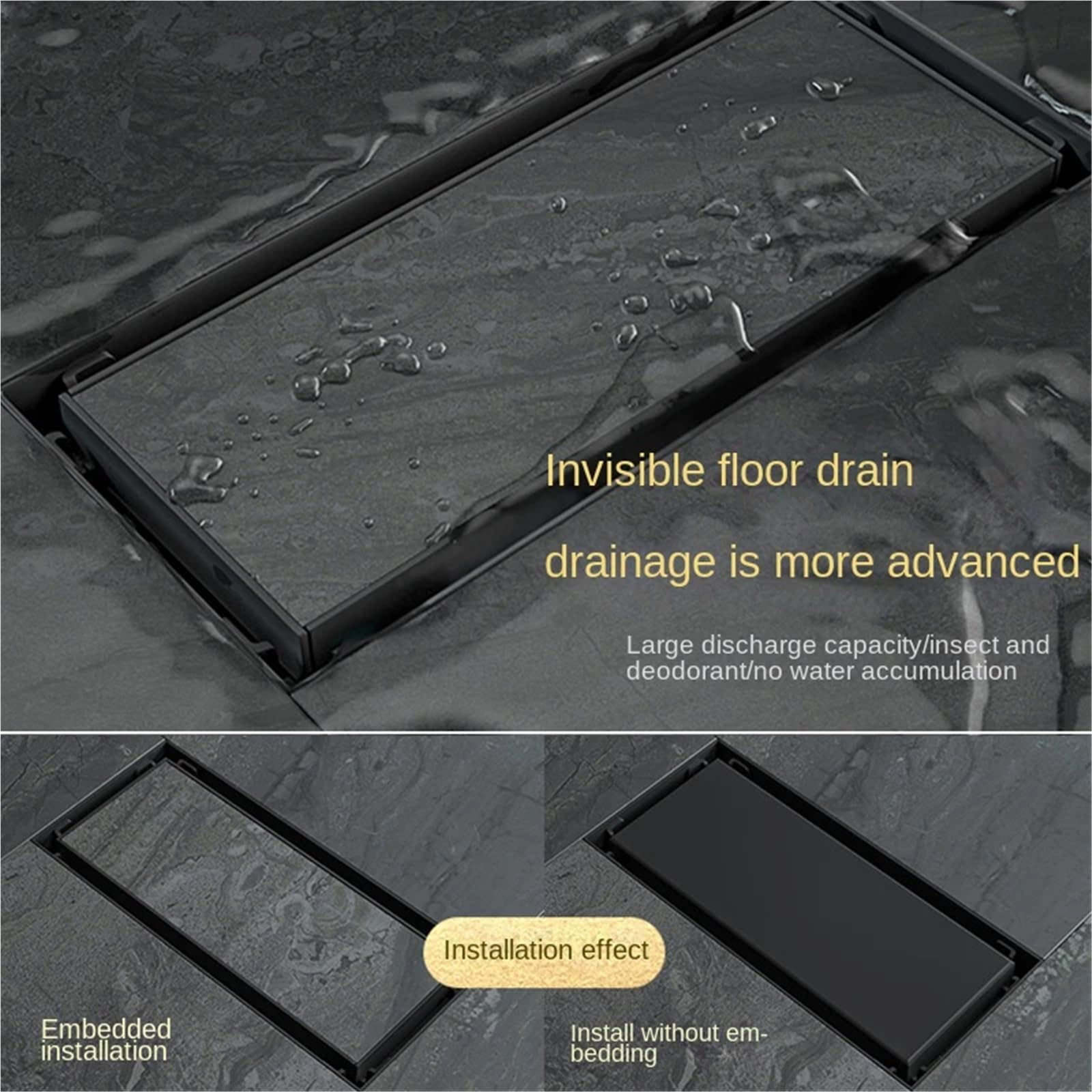 Rejilla Desague Ducha Desagüe de Suelo baño Invisible, Filtro residuos Cuadrado 20-120CM, Drenaje antiolor, colador Ducha, Accesorios Cocina(Brush 30 cm)