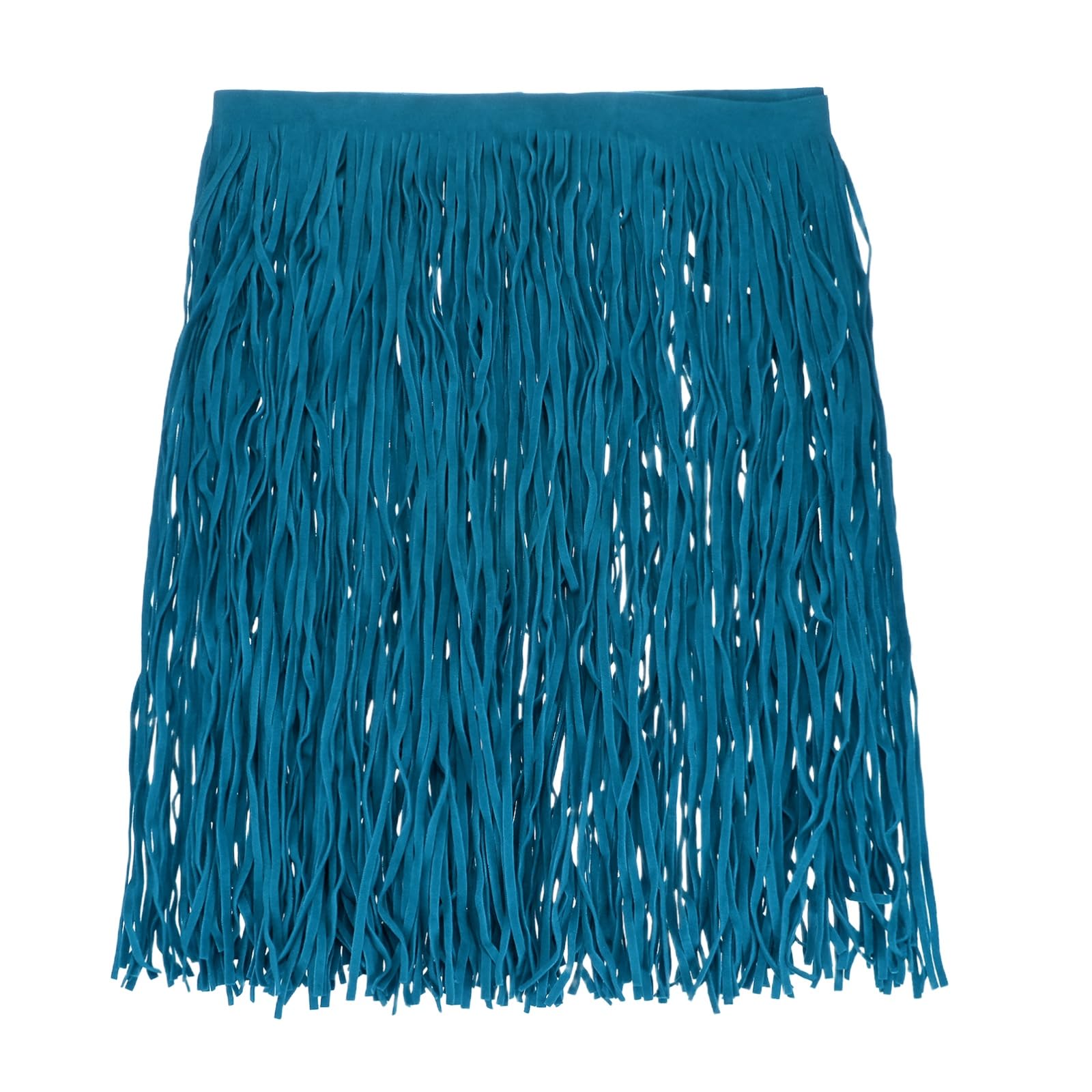 M METERXITY PU Leather Fringe Trim, 1 Yard 11.8 Inch Peacock Blue Double Side Suede Tassel Sewing Trim for DIY Craft/Sewing Dress Costume/Bags Shoe Decoration, Fringe Tassel