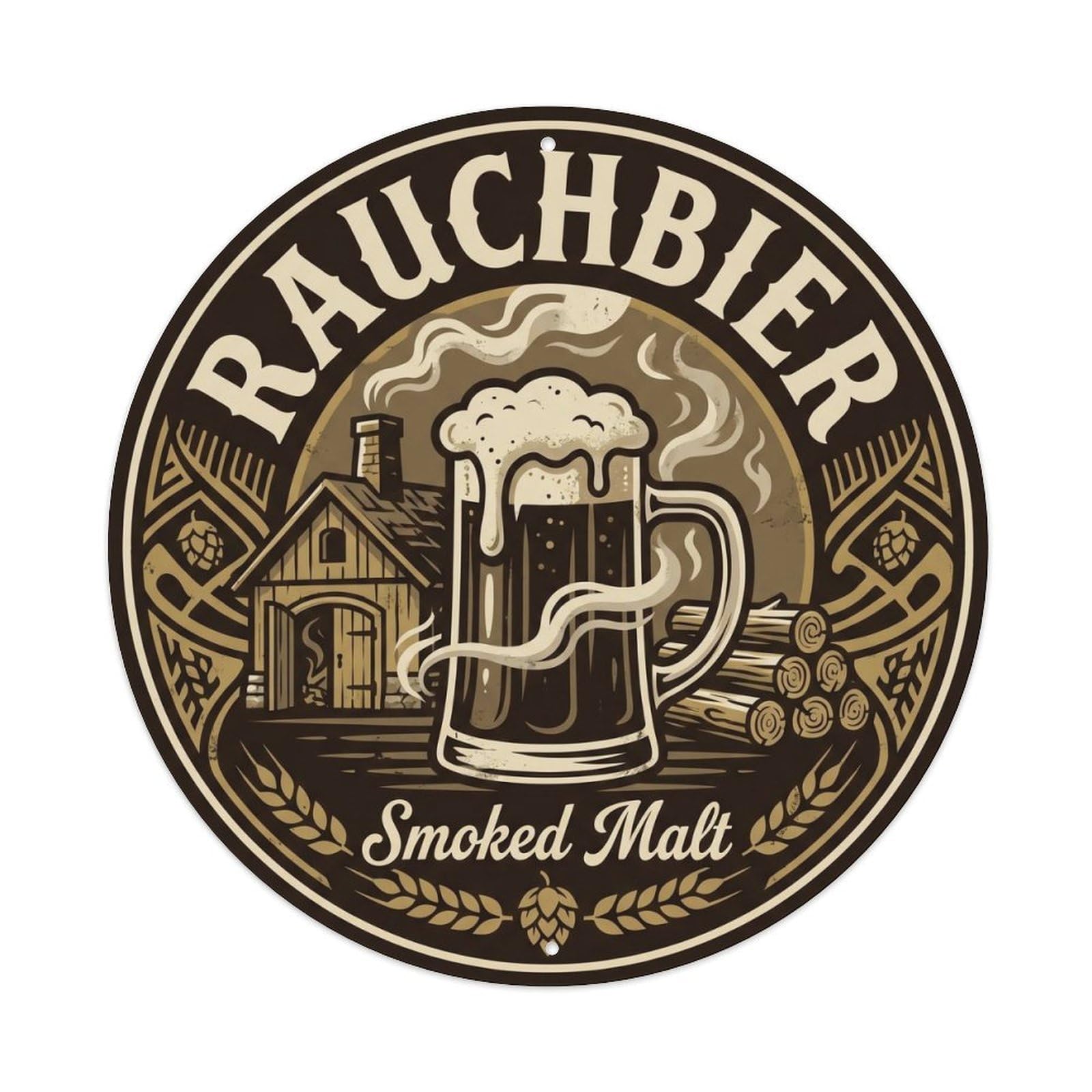 Rauchbier Smoked Beer German Barrel Brew Sour Vintage Metal Tin Sign