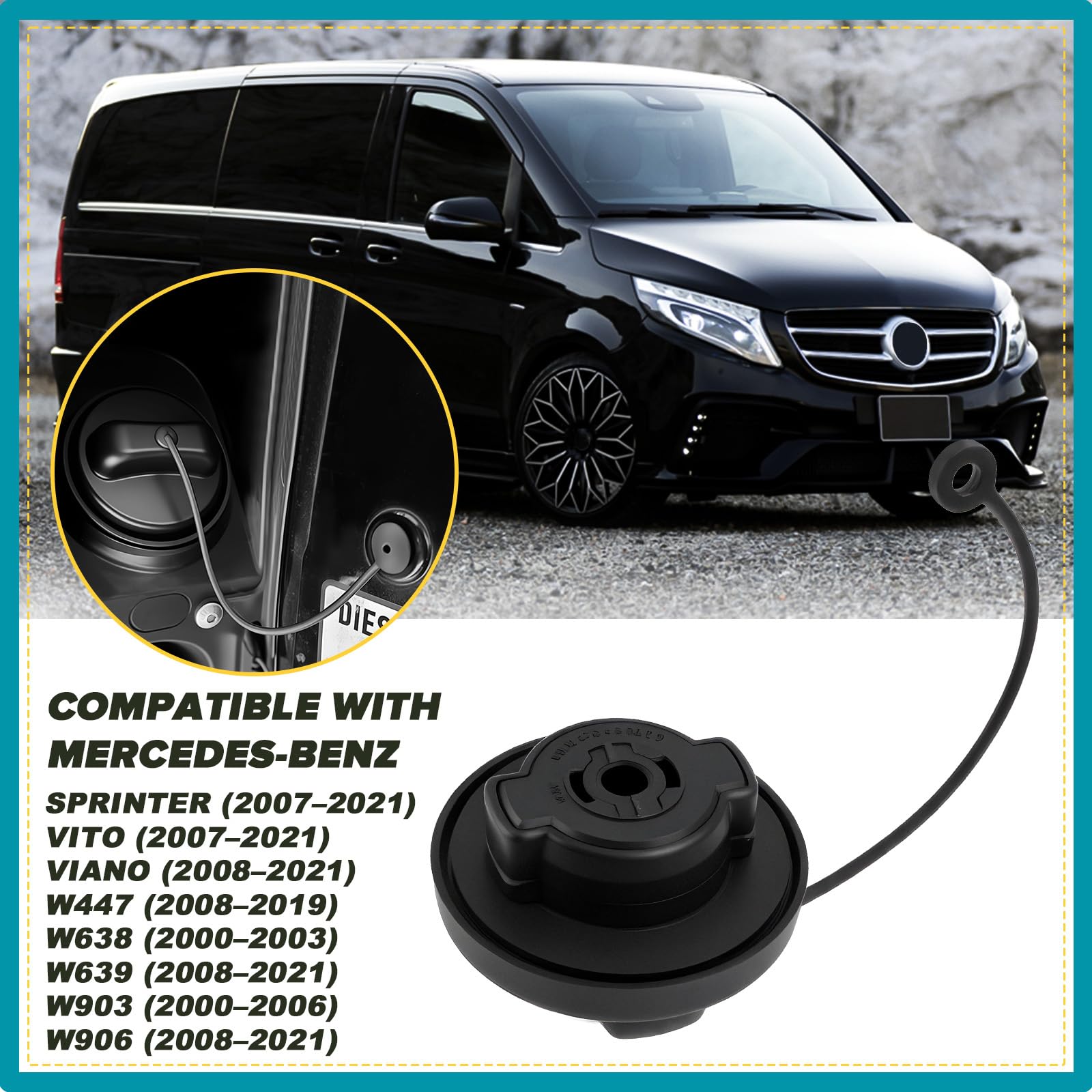 ZONTO Bouchon Réservoir Huile Avec Corde Pour Mercedes Sprinter Vito Viano - A0004704605