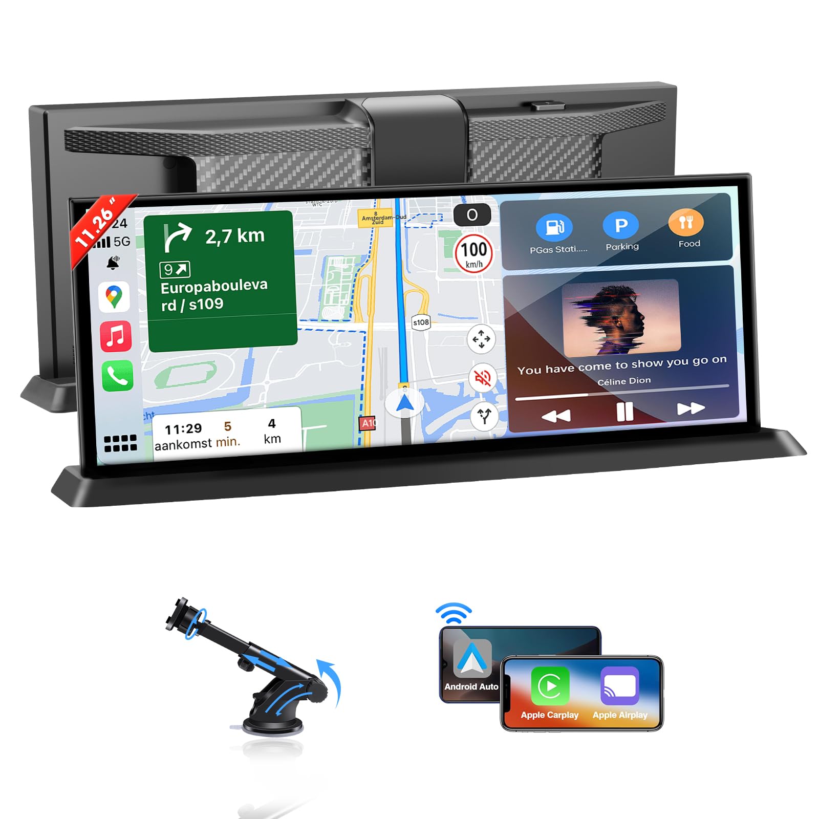 【新品】訳あり 11.26インチ　CarPlay &Android auto Amazon.com: 11.26 Inch Wireless CarPlay Screen for Car, Apple