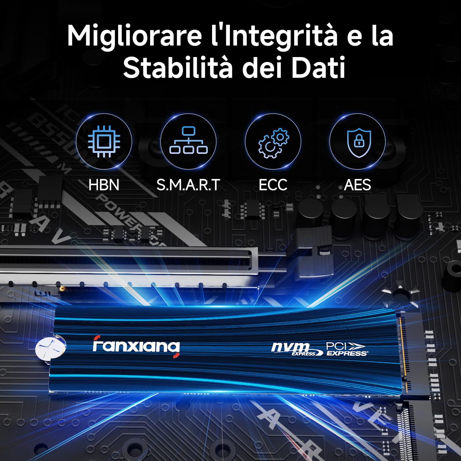 fanxiang SSD 500GB NVMe M.2 PCIe Gen4 fino a 6300 MB/s - Unità a Stato Solido SSD Interno - Compatibile con PC, Laptop per Gamer e Professionisti - S880E