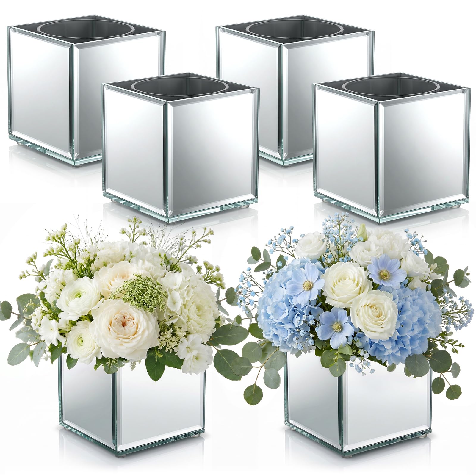 Photo 1 of Ninehaoou 6 Pack Mirrored Square Glass Vases