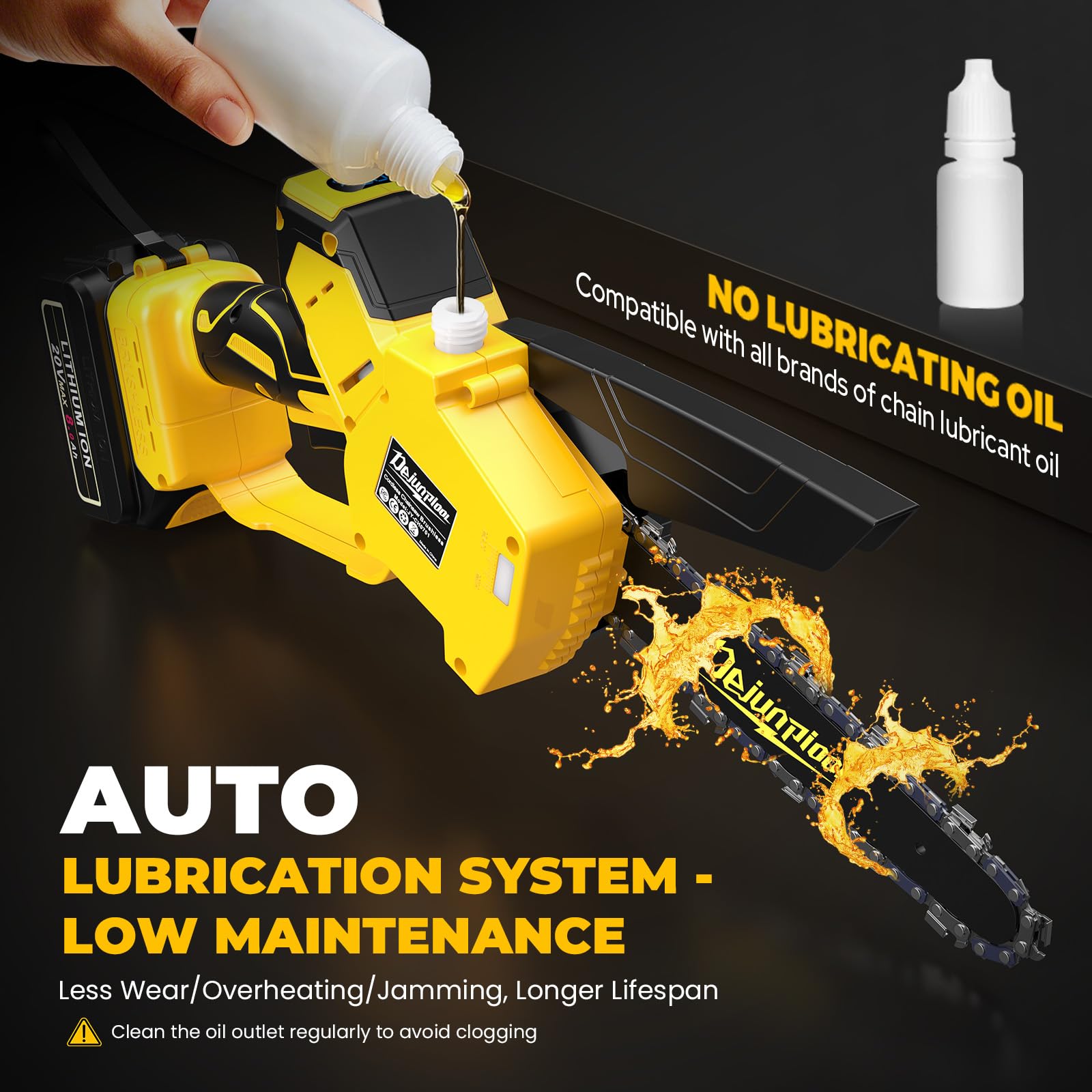 Mini motosierra inalámbrica compatible con batería Dewalt de 20 V máximo, motosierra eléctrica pequeña de 6 y 8 pulgadas, sin escobillas, engrasador automático, sierra de árbol de poda de mano, regalo