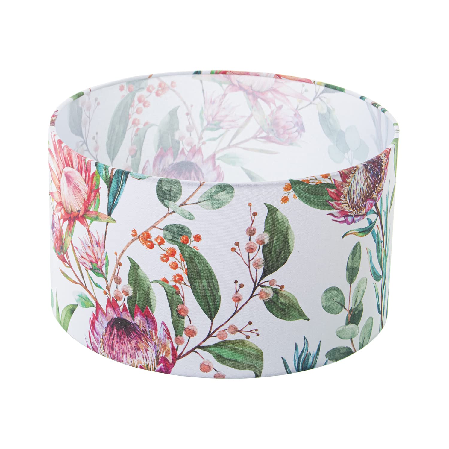 Abat-jour cylindrique fleurs et feuilles DRW 35x20 cm