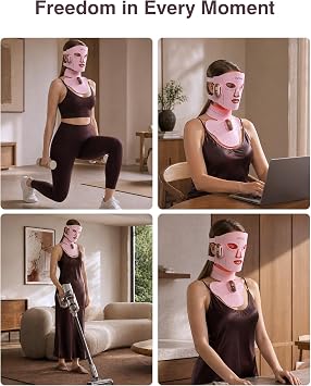 Red Light Therapy Mask for Face & Neck, 4 Light Modes 660nm & 850nm Red Infrared LED, 2000mAh Cordless LED Face Mask, 680 LEDs, Hands-Free Anti-Aging Skin Firming Portable Skincare for Home