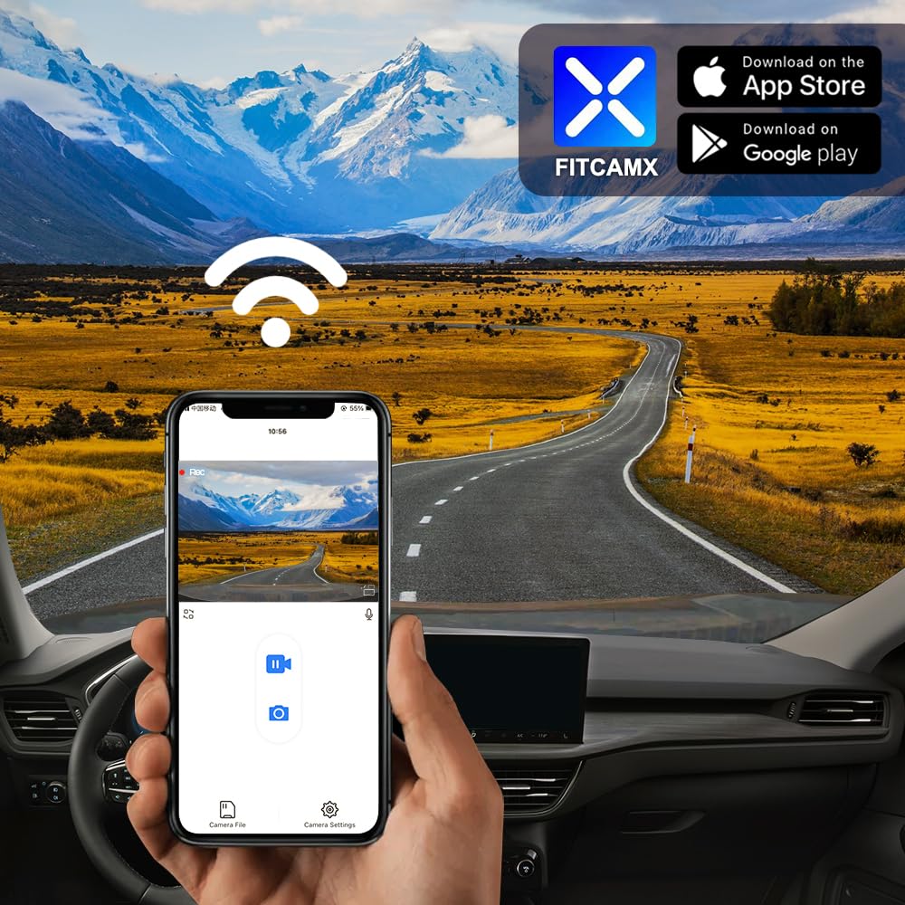 Fitcamx Dashcam 4K Compatibile con Ford Kuga 2019 2020 2021 2022 2023 2024 2025 MK3, OEM Car Camera 2160P UHD Video, WiFi & APP, G-Sensor, Loop Recording, WDR, Plug & Play, con 64GB Card