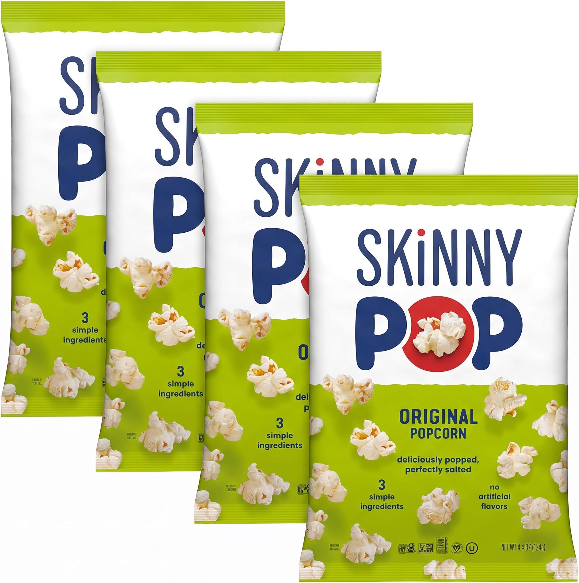 SkinnyPop Original Popcorn, 4.4oz, Pack of 4 | Gluten Free | Healthy Snacks