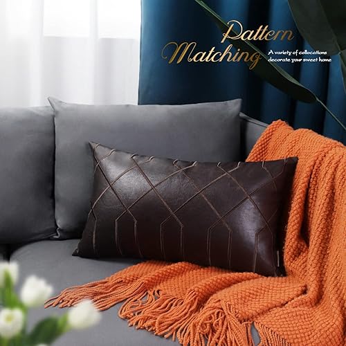 Miniatura 43 de BRAWARM Fundas de almohada de piel sintética de 18 x 18 pulgadas, fundas de almohada de cuero negro, paquete de 2, almohadas decorativas de cuero