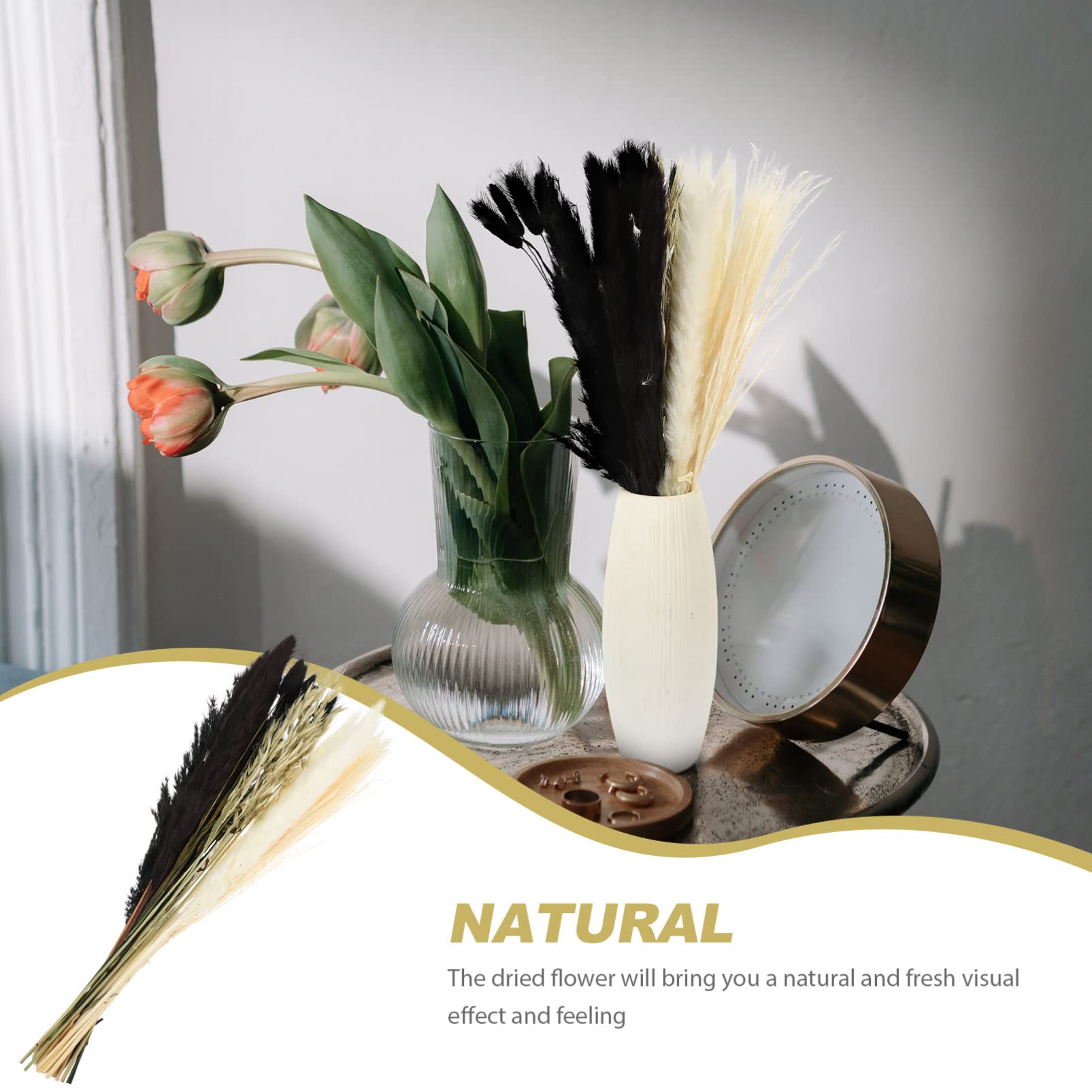 VORCOOL 1 Scatola Bundle Secche Naturali Bundle Soffici Pampas Cancene Secche Fiore di Fiori Decorativi Fiori di Riempitivo Floreale Rustico per Bouquet Bouquet a Boho