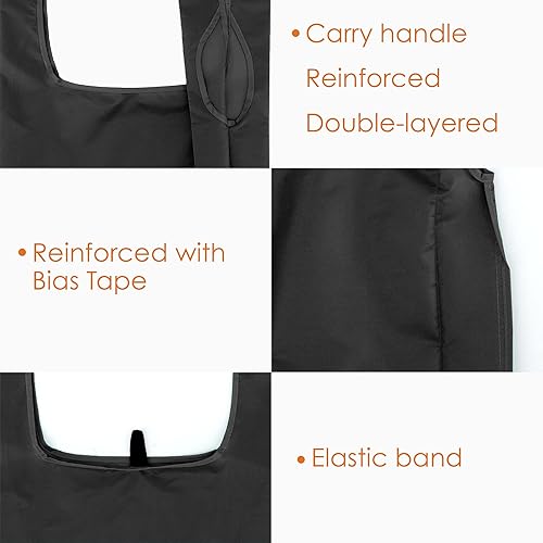 Miniatura 7 de BeeGreen Ripstop - Juego de 5 bolsas reutilizables para comestibles, lavables, plegables, bolsas de compras reutilizables, peso ligero (borgoña,