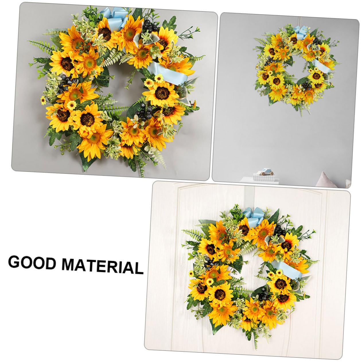 ULTECHNOVO Couronne de Tournesols Artificiels, Guirlande Décorative 1 Pièce