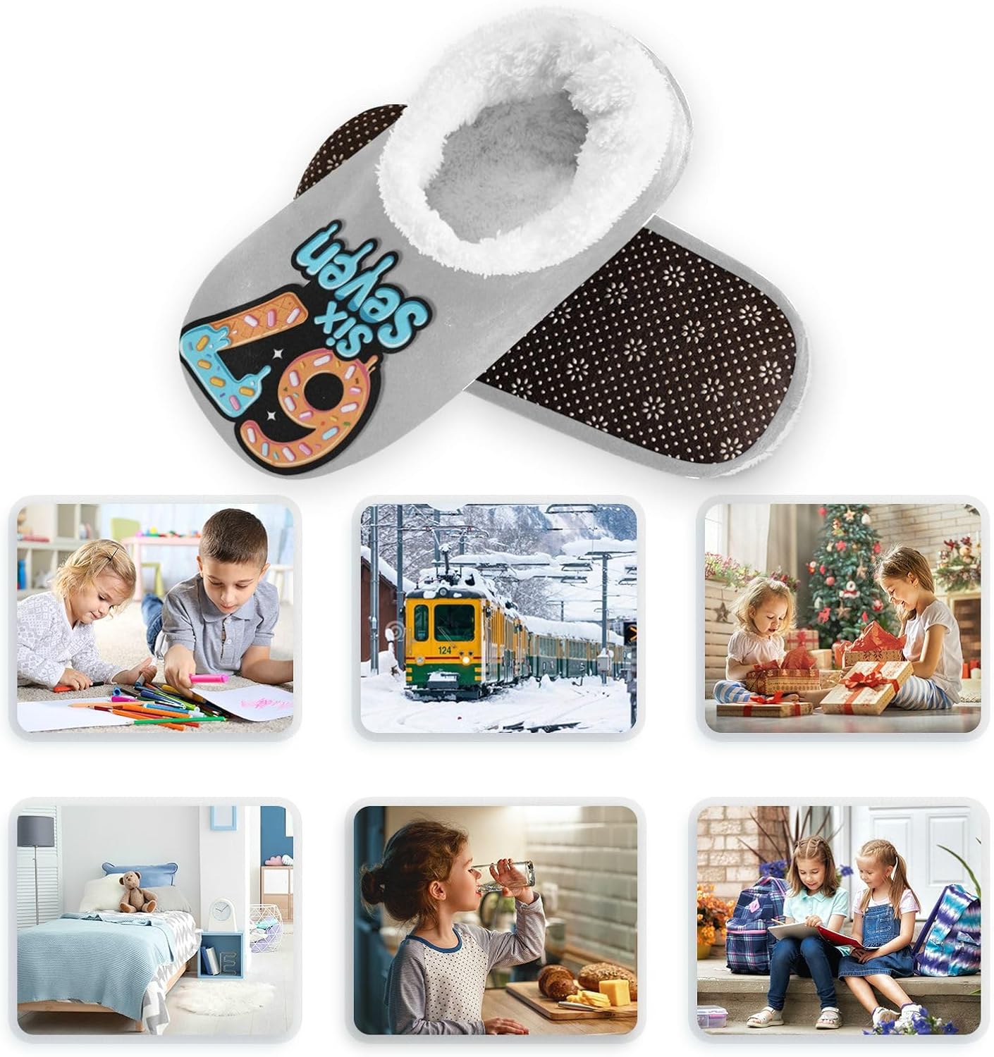 Boccsty 67 Six Seven Blue Ice Cream Boys Girls House Slippers Kids Toddler Home Shoes Winter Indoor Shoe XS - Image 4