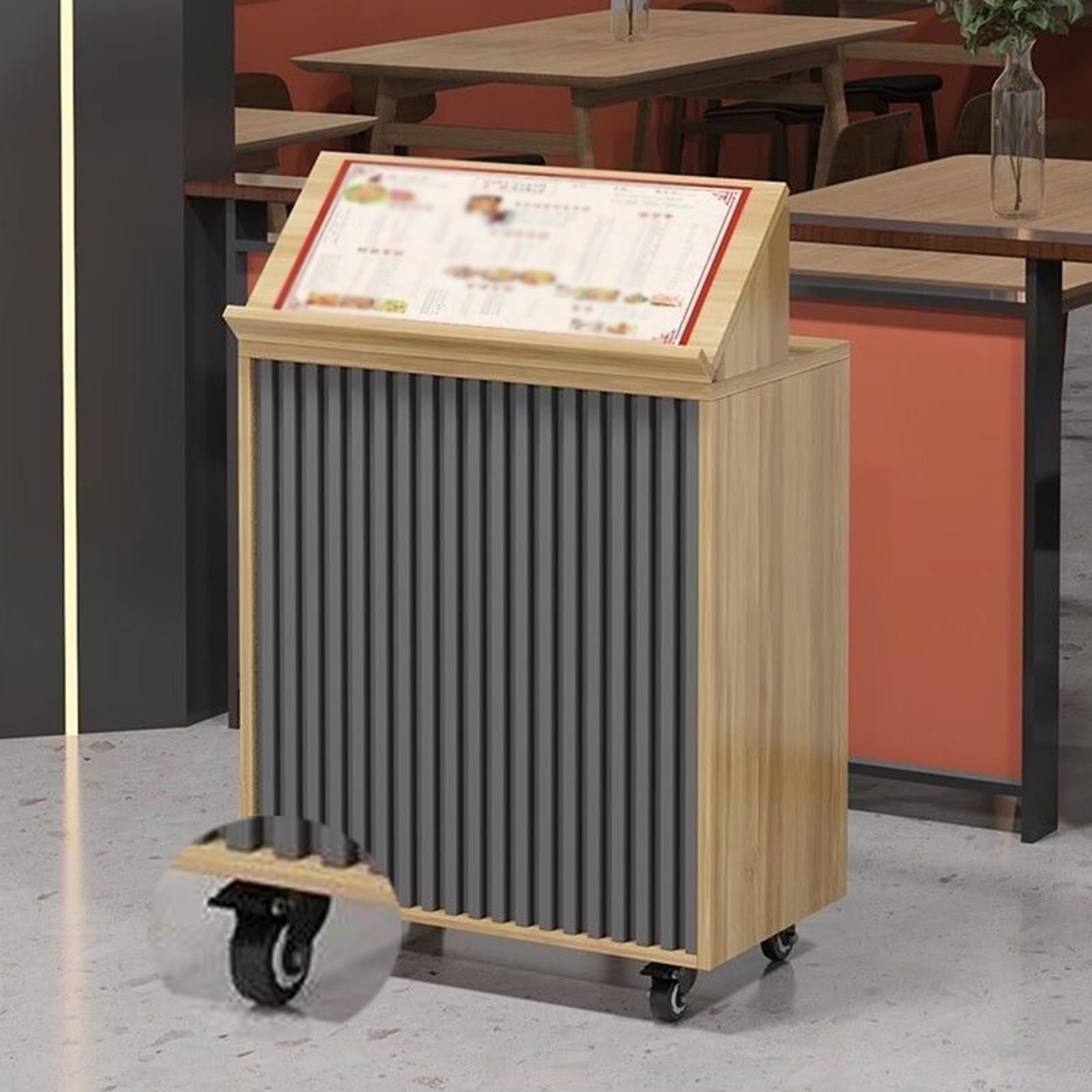 Nowoczesny blat detaliczny z zamykaną szufladą - stylowy stolik recepcyjny, mały drewniany stolik kasjerski do kasy i sklepu odzieżowego, 100 cm (39,4 cala) recepcja