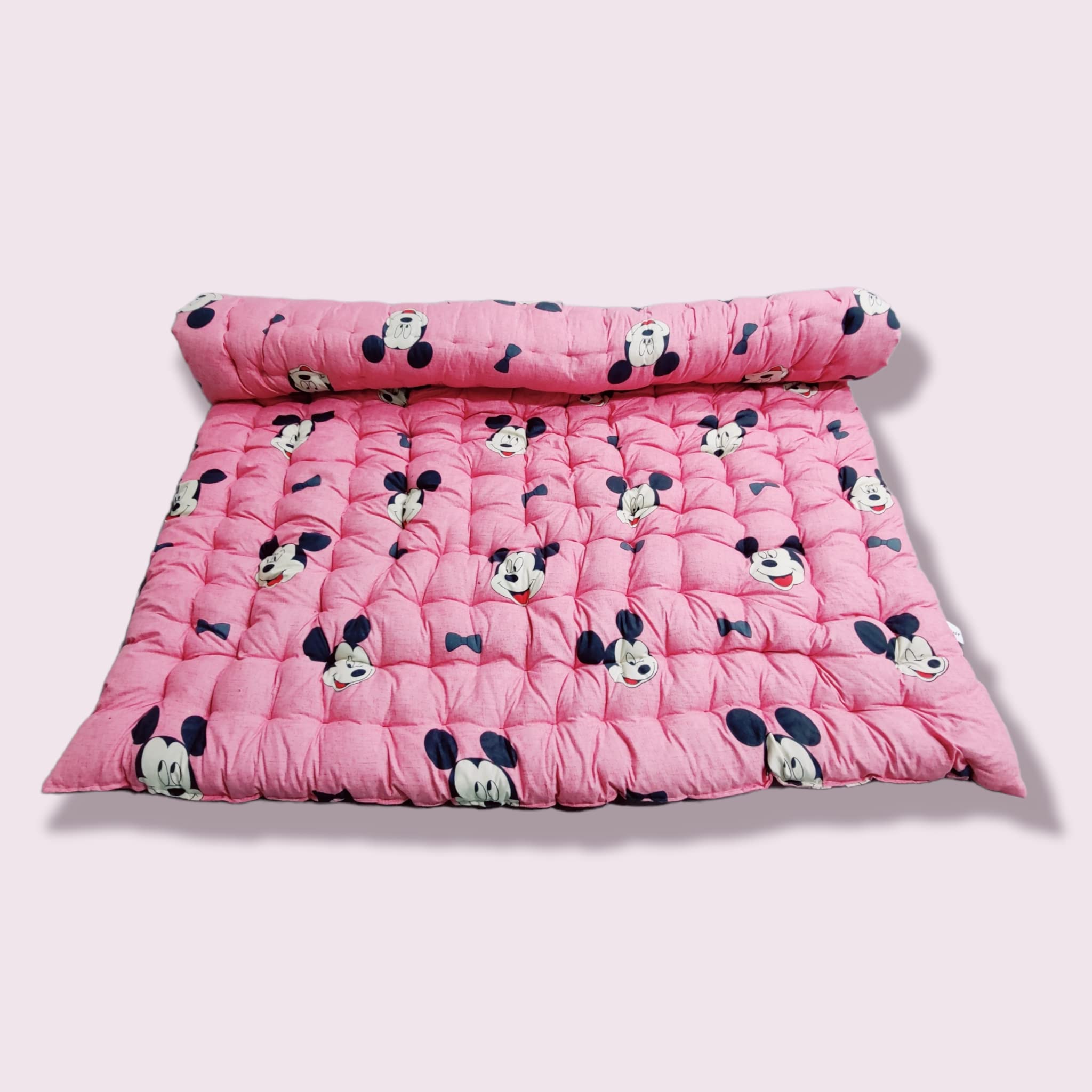 Deevine Craft Soft Orthopedic Cotton Foldable Mattress | 3D Printed Design | Lightweight and Comfortable Single Firm Gadda (Pink Mickey Mouse Mattress, 3X6 ft 36X72 Inches)-picture-22