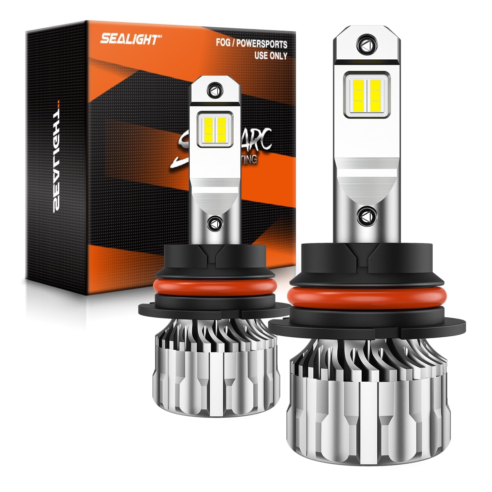 SEALIGHT 9007 Bulb, 70,000LM Super Brighter Bulbs, 7,0000H Lifespan Fog Bulbs with 15000RPM Cooling Fan, IP68 Waterproof, Pack of 2