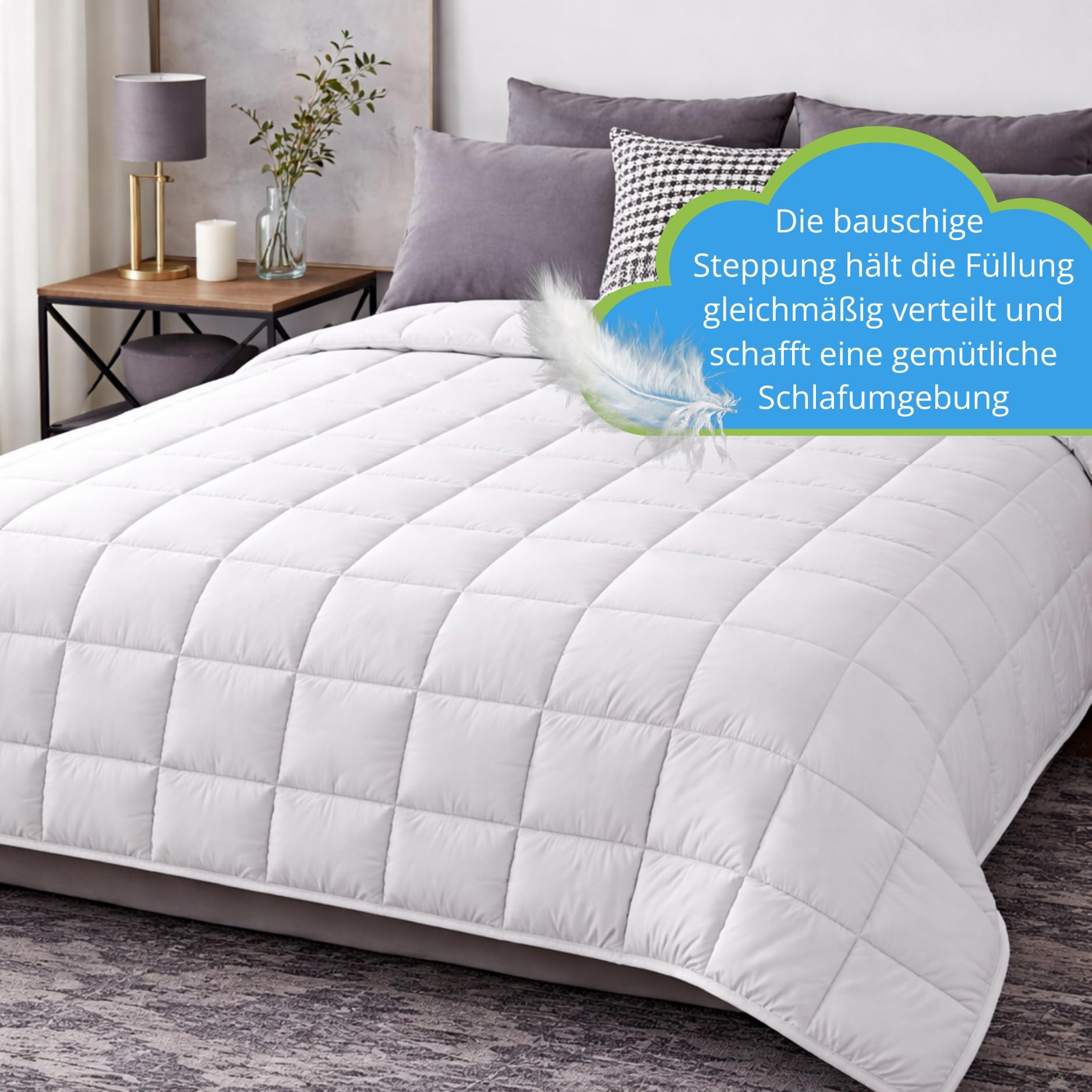 Bodyprotect Daunendecke 135x200 cm Sommer Decke, leichte Sommerbettdecke aus 70% Daunen & 30% Federn, Oeko-TEX Bettdecke, Sommerdaunendecke 135 x 200 cm mit Bezug aus Reiner Baumwolle