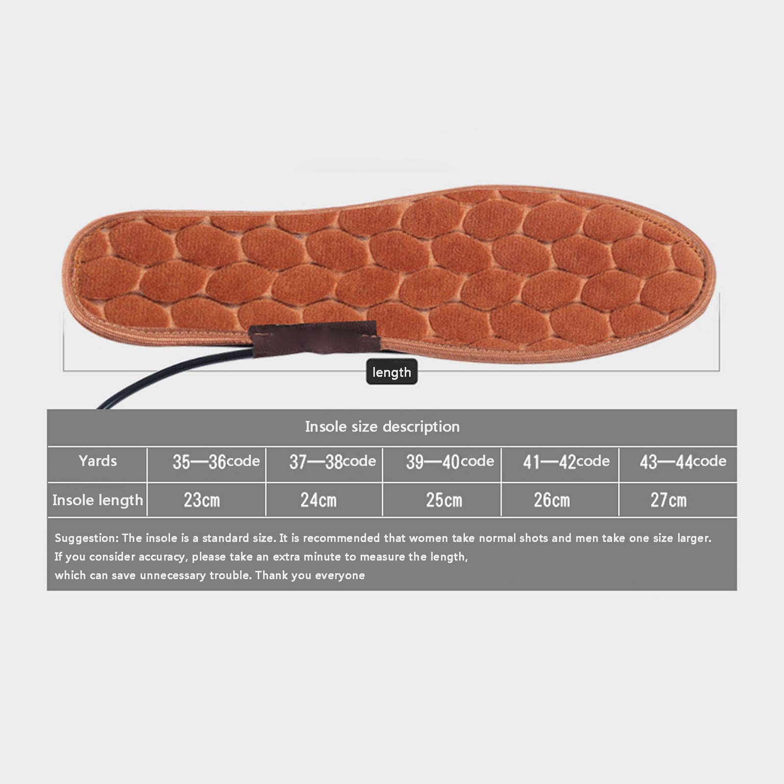 NANANA Semelle Intérieure Chauffante Chauffante USB Électriques Semelles de Chaussures Chauffantes USB Réutilisables Lavables pour Femme Homme Hiver Chasse Ski Pêche Randonnée,B,39~40