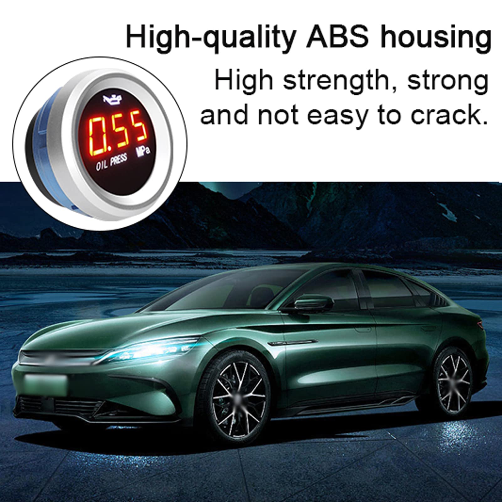 ACAGALA 52mm Öldruckanzeige Auto Digital Meter LED Display 9-35V mit 1/8NPT Sensor Alarmfunktion