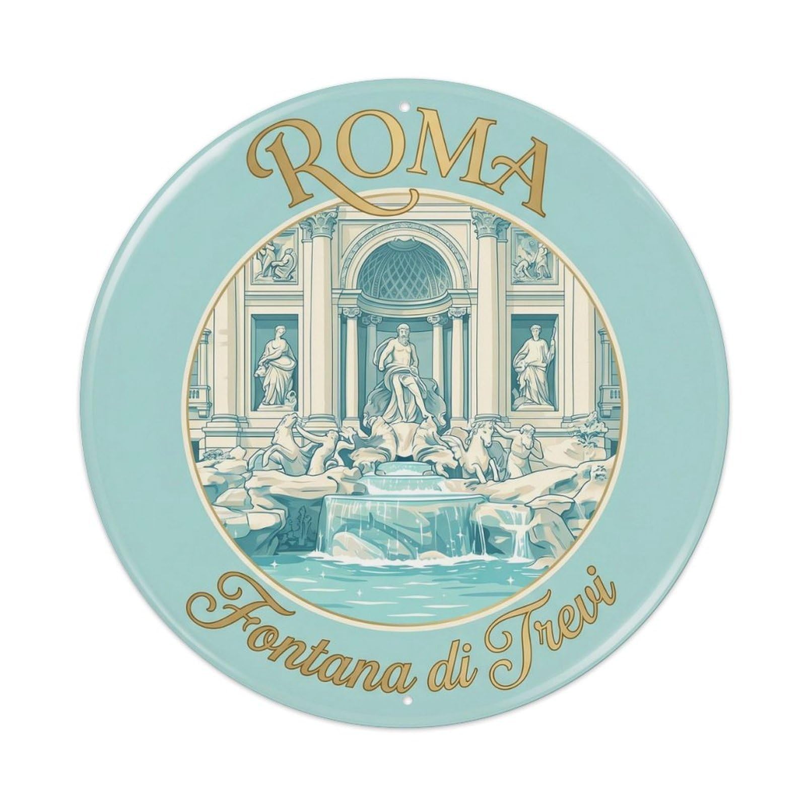 Vintage Travel Rome Trevi Fountain 1 Metal Tin Sign Plaque