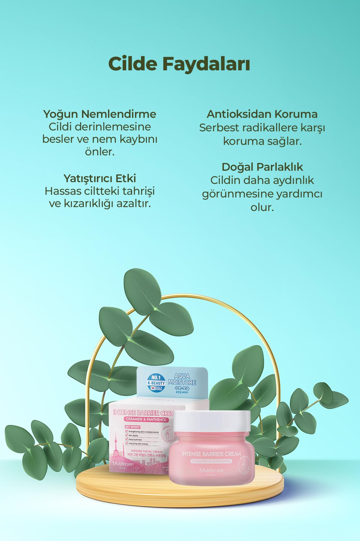 MULDREAM Hassas Ciltler İçin Cilt Bariyerini Güçlendirici Yatıştırıcı Kore Nemlendirici Krem 60g – Onarıcı & Yoğun Nem Bakımı