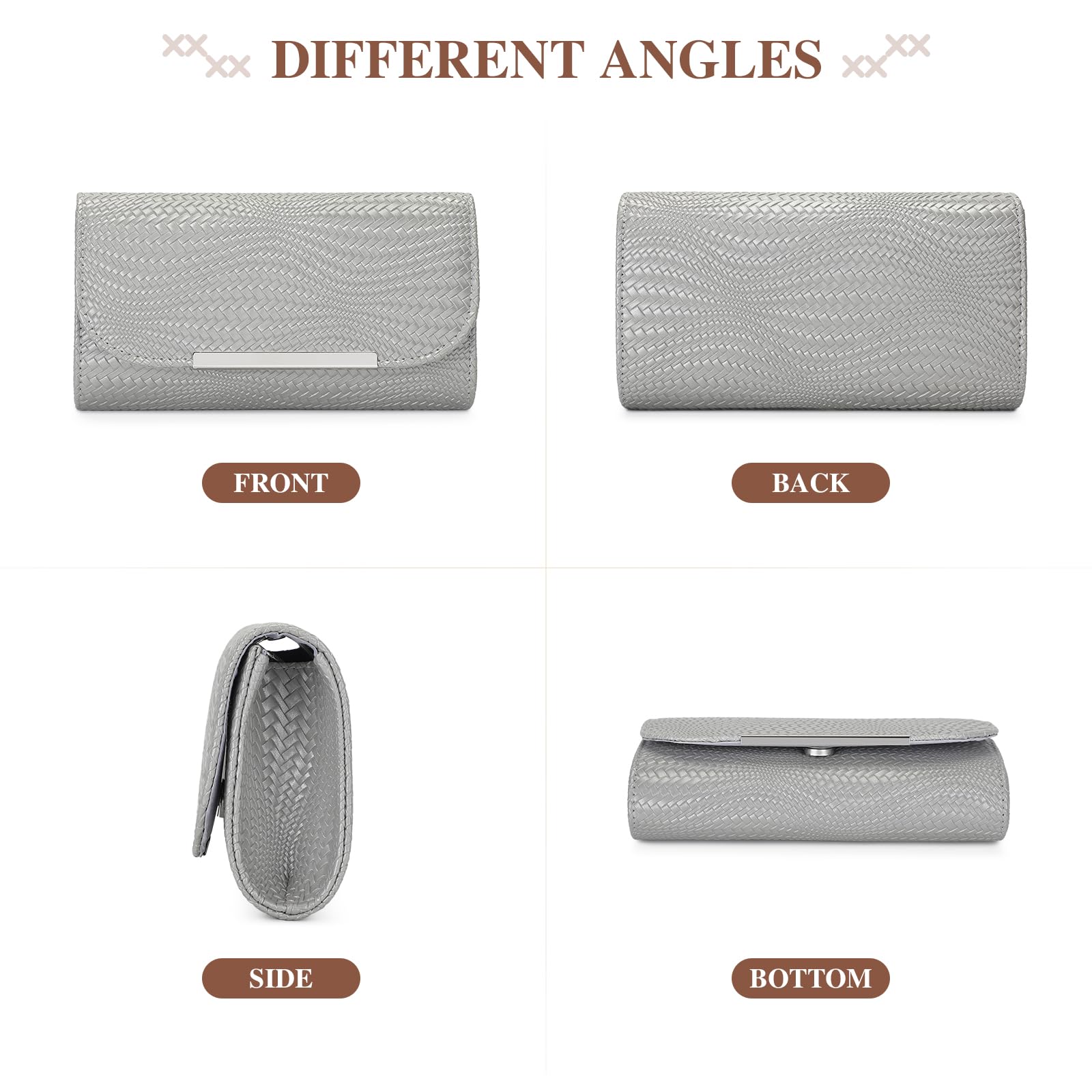 BAIGIO Clutch damska torebka wieczorowa ze skóry PU, elegancka torebka dla panny młodej, torebka na łańcuszek, na wesele, mała torba na ramię