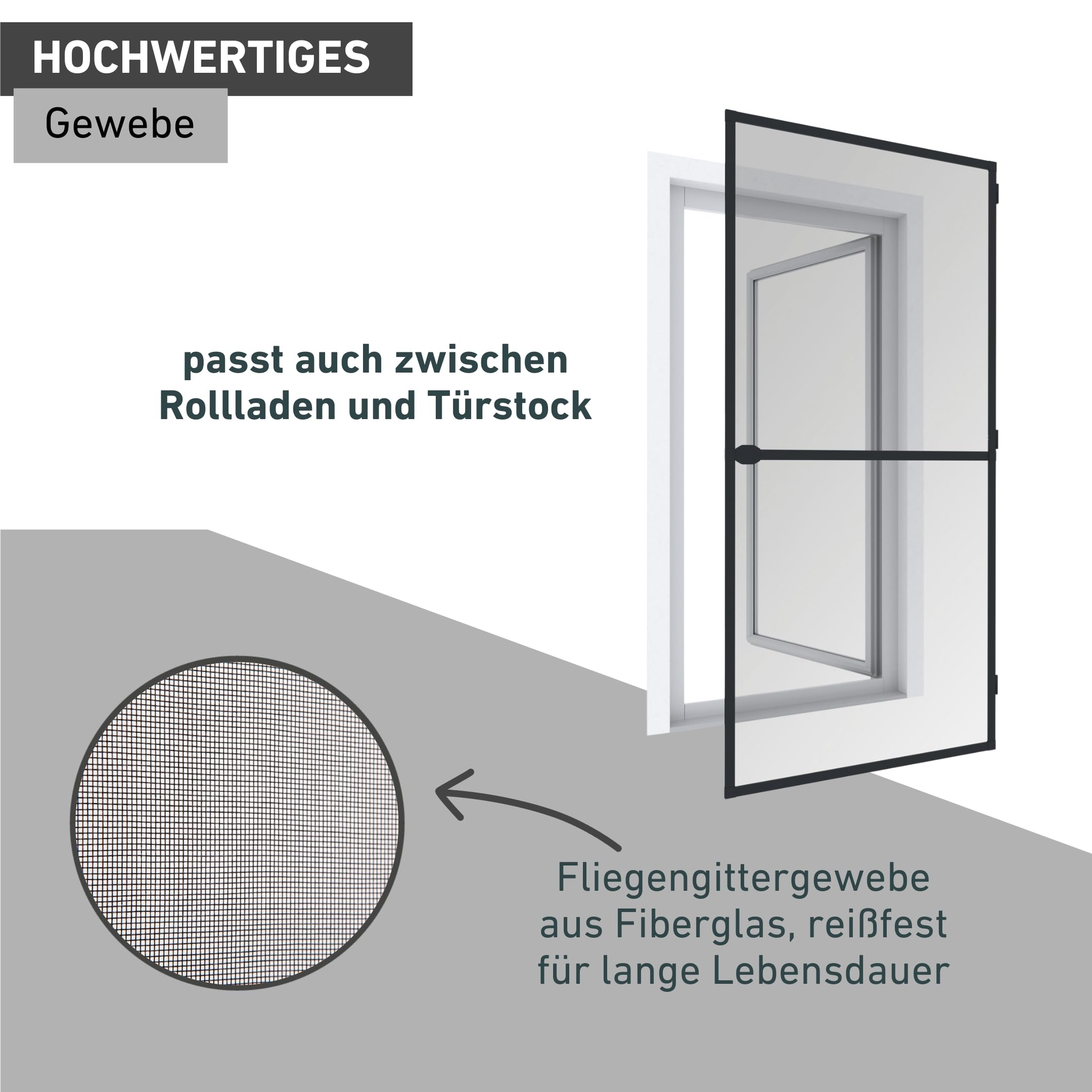 Windhager Insektenschutz Spannrahmen-Tür Plus, Fliegengitter Alurahmen für Türen, individuell kürzbar, 100 x 210 cm, Anthrazit, 04307