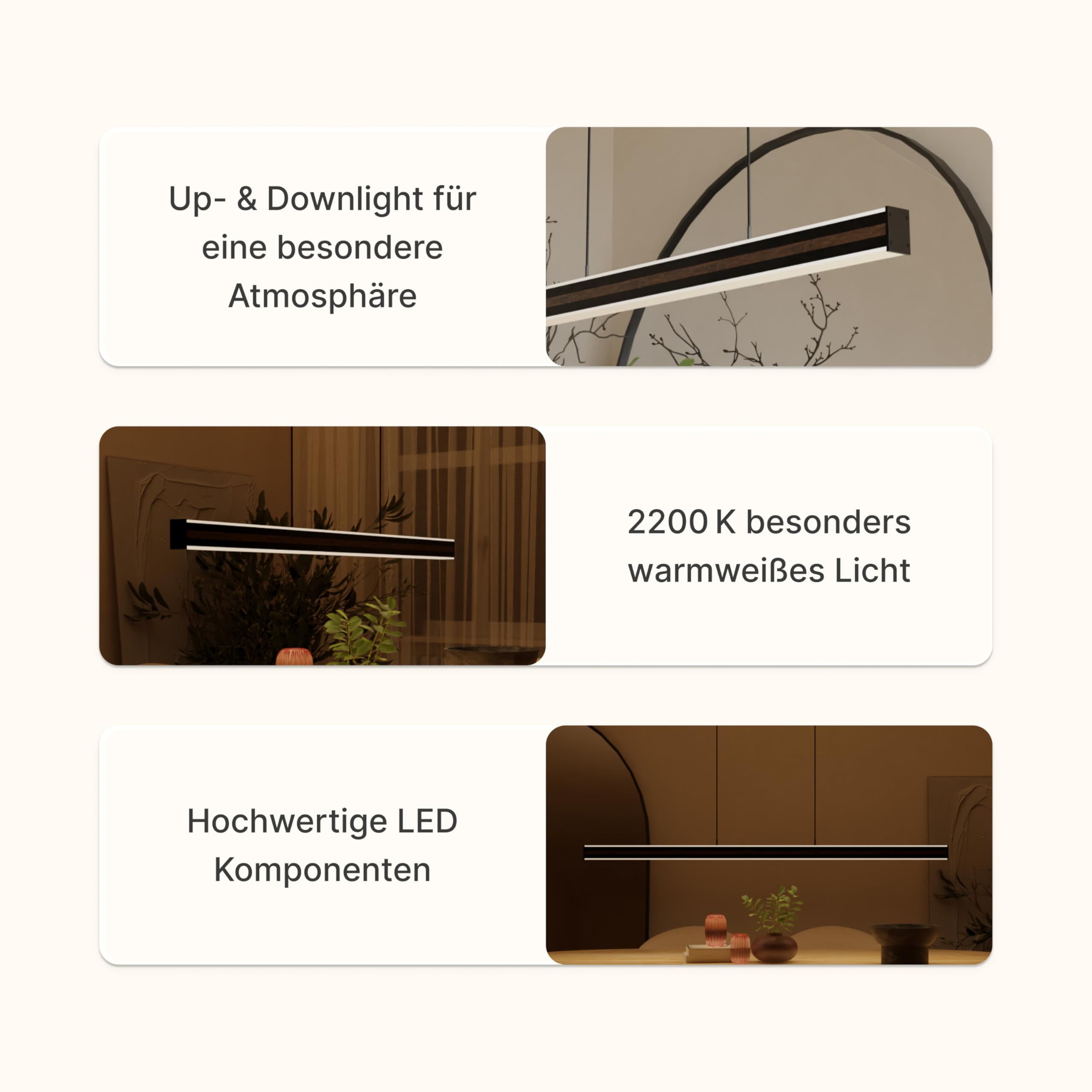Kalea Designer Pendelleuchte V2, LED Hängeleuchte dimmbar Hängelampe, 2200 K - 6000 K, Amazon Alexa & Google Home, Tuya (Schwarz, 150cm)