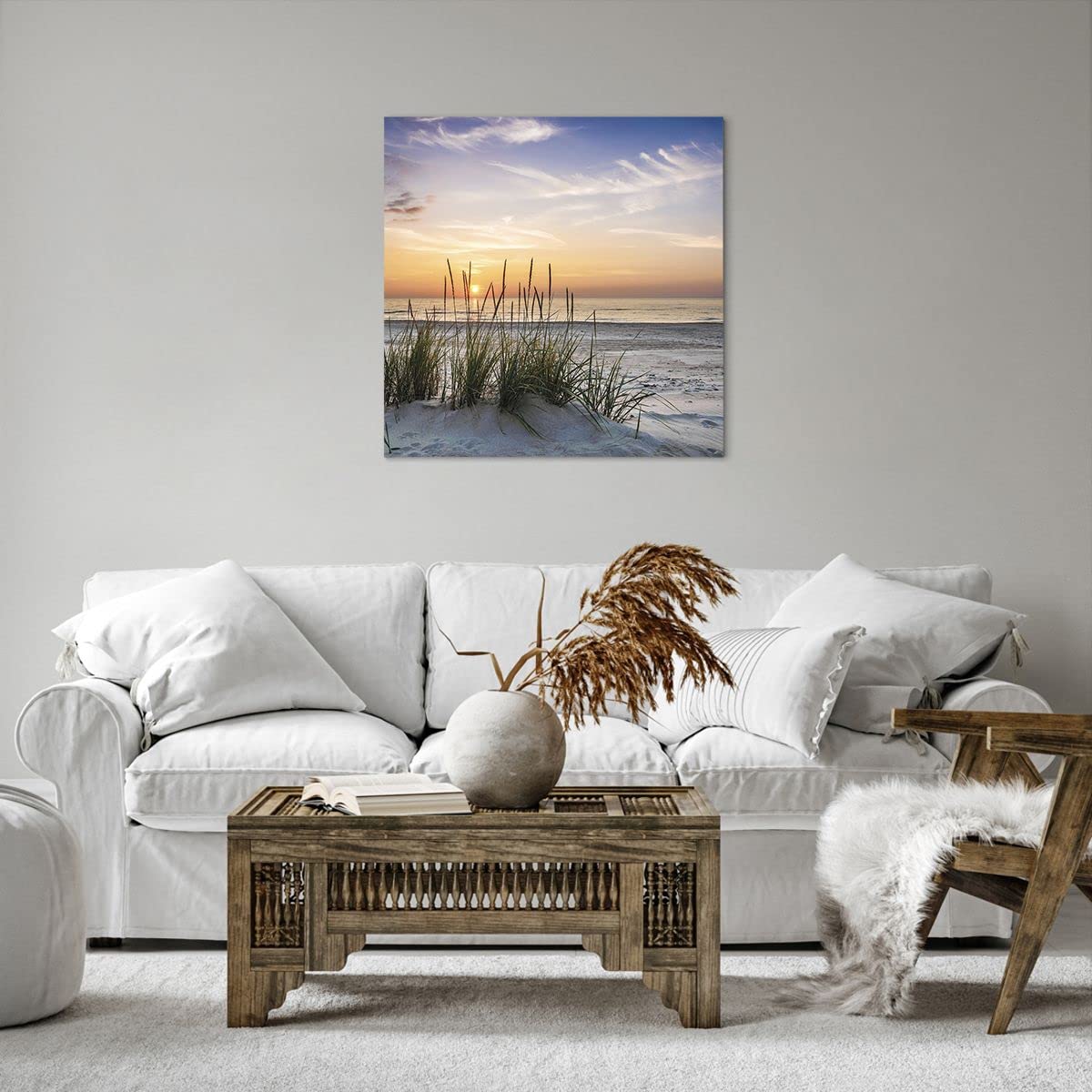 Poster Sur Toile "Vue Sur La Plage" - 60x80 Cm, Impression Giclée | Décoration Murale Salon, Chambre, Salle à Manger