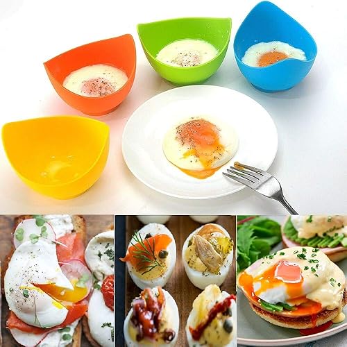 Miniatura 2 de Cocedor escalfador de huevos, olla de huevos escalfados con soportes para anillos, taza de silicona antiadherente de grado alimenticio para