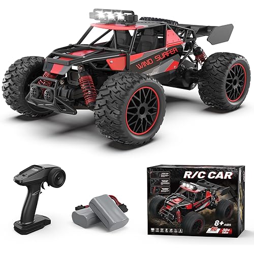 Scientoy 1:14 Remote Control Car, 30+KM/H High Speed All Terrain RC Cars for Boys Age 8-12, 2.4 GHz Off-Road RC Truck, Ideal Gifts for Adults Kids with 2 Rechargeable Batteries