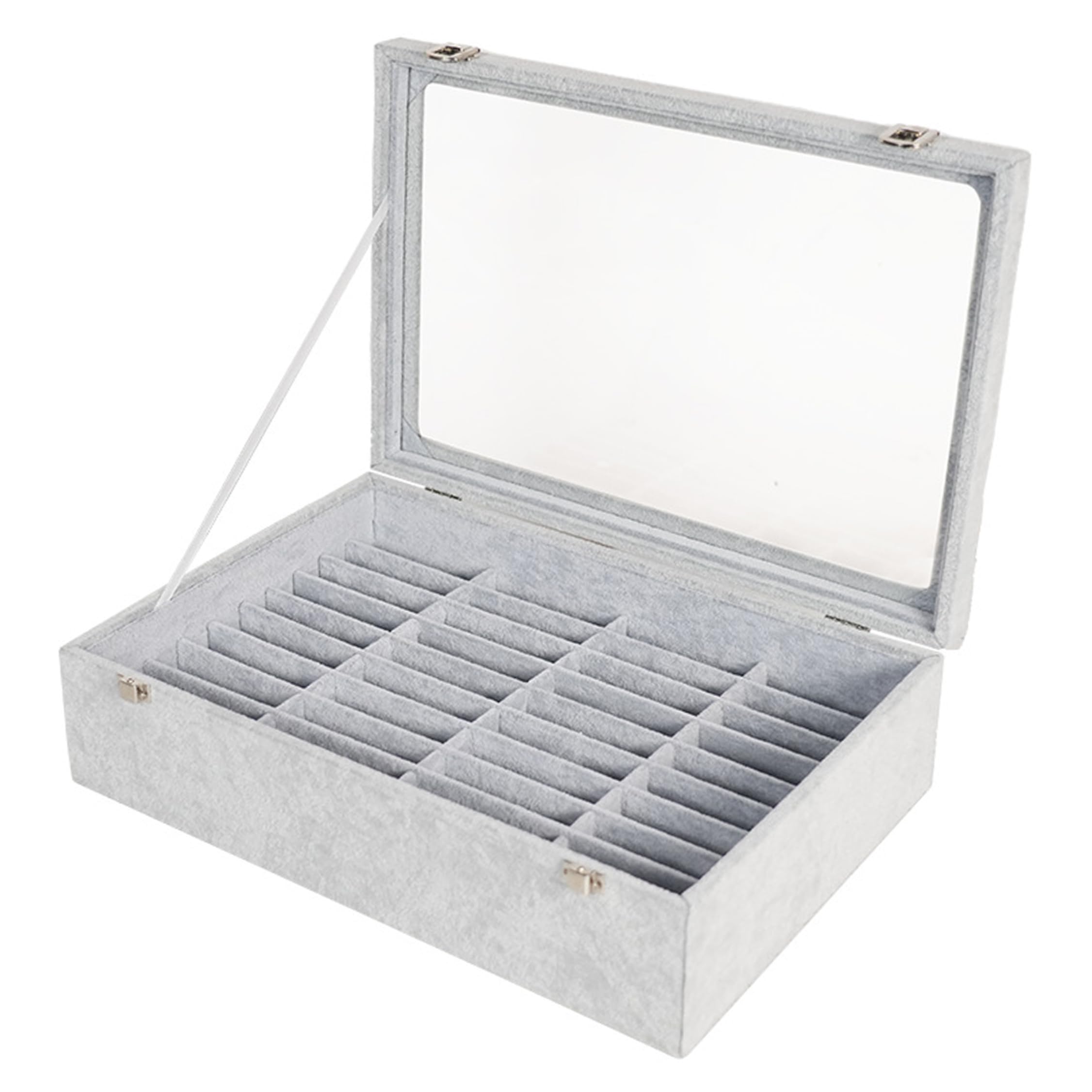 Organizador de caja para brazaletes Organizador de brazaletes con forro de terciopelo de 40 ranuras, gris plateado