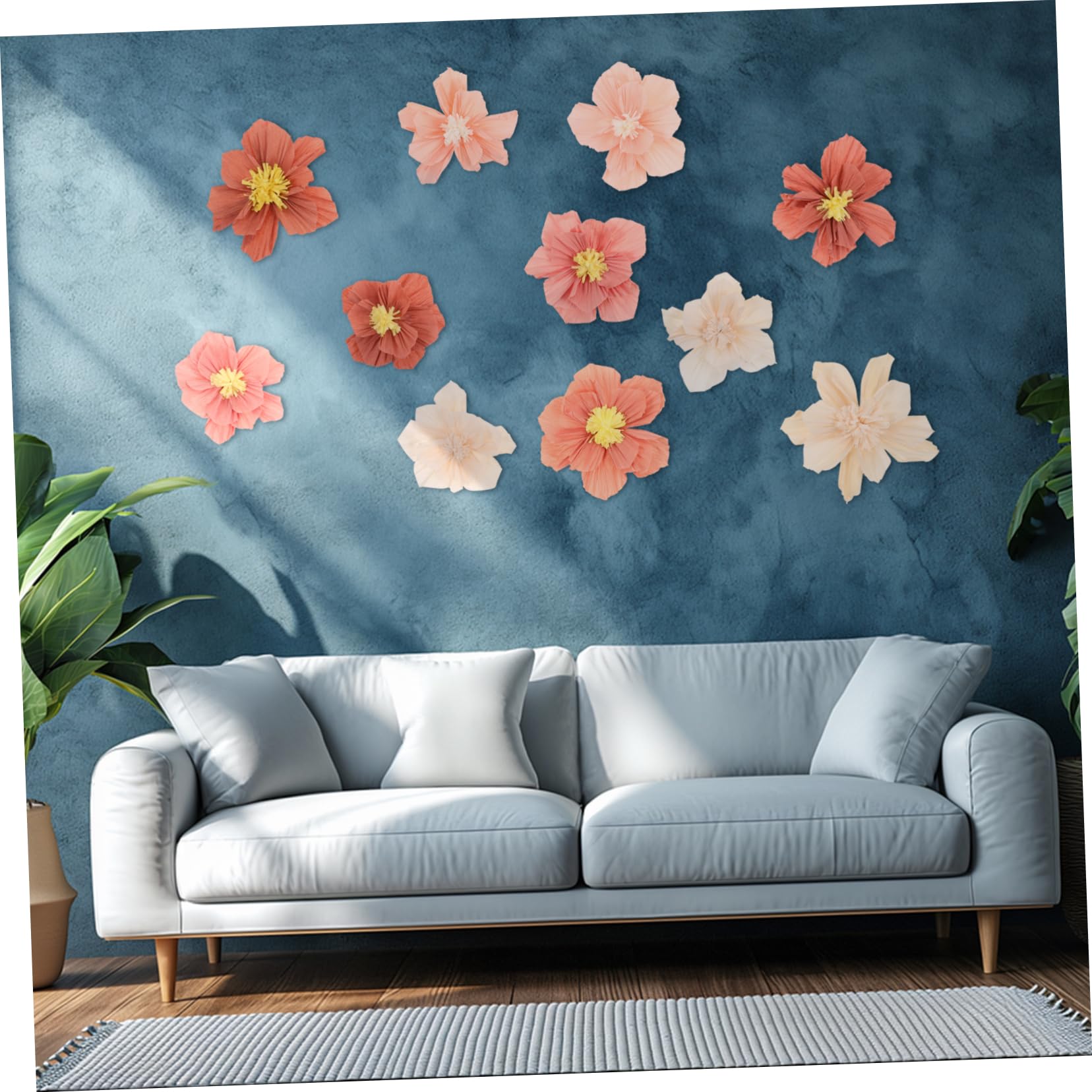 Lurrose Kit de Fleurs en Papier Crépon 24 Pièces, Fleurs Artificielles 3D