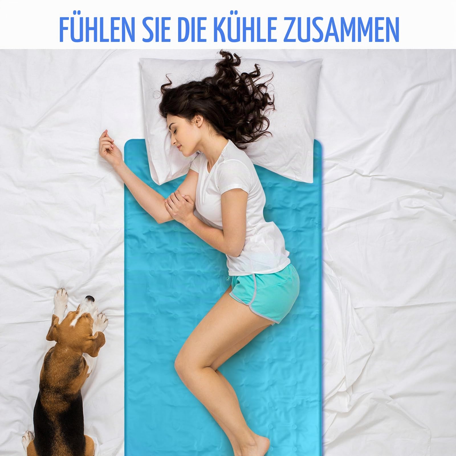 Drydiet Kühlmatte für Schlaf, kühlende Matratzenauflage, Gel für Bett, lindert Schmerzen, sommerliche Hitzewallungen, Erwachsene, Haustiere, kein Wasser oder Strom erforderlich (Hellblau, 152,4 x 50,8
