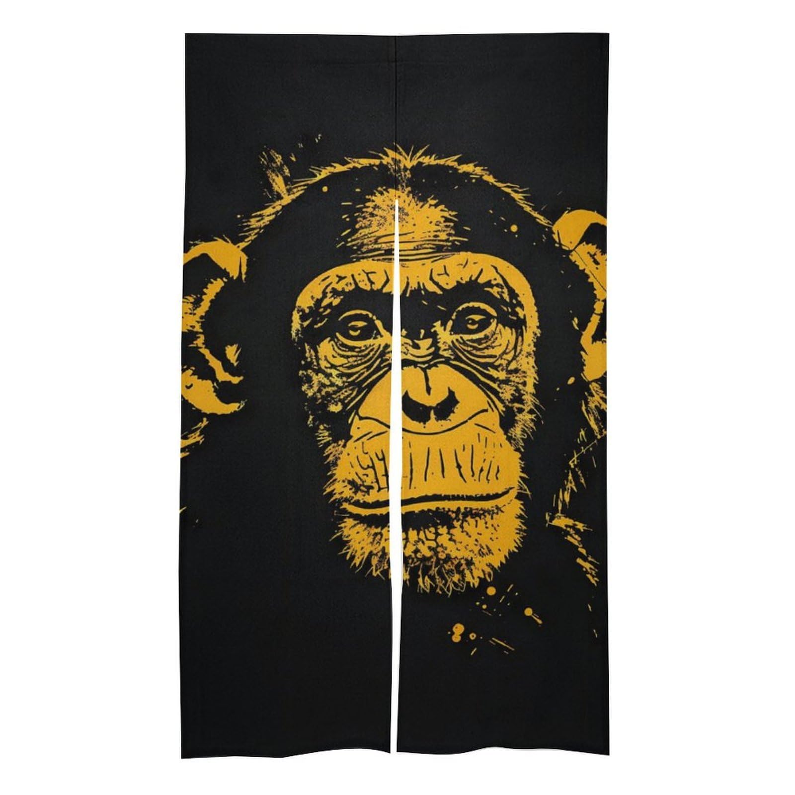 Chimp Monkeys Face Noren Doorway Split Shower Curtain Long Type Window Treatment for Privacy Partition Divider