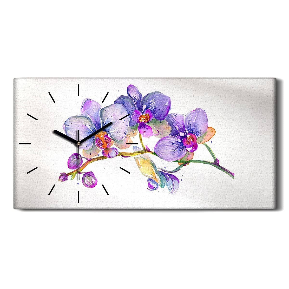 Horloge sur Toile sans Tic-Tac Tableau Fleuri pour Dormir