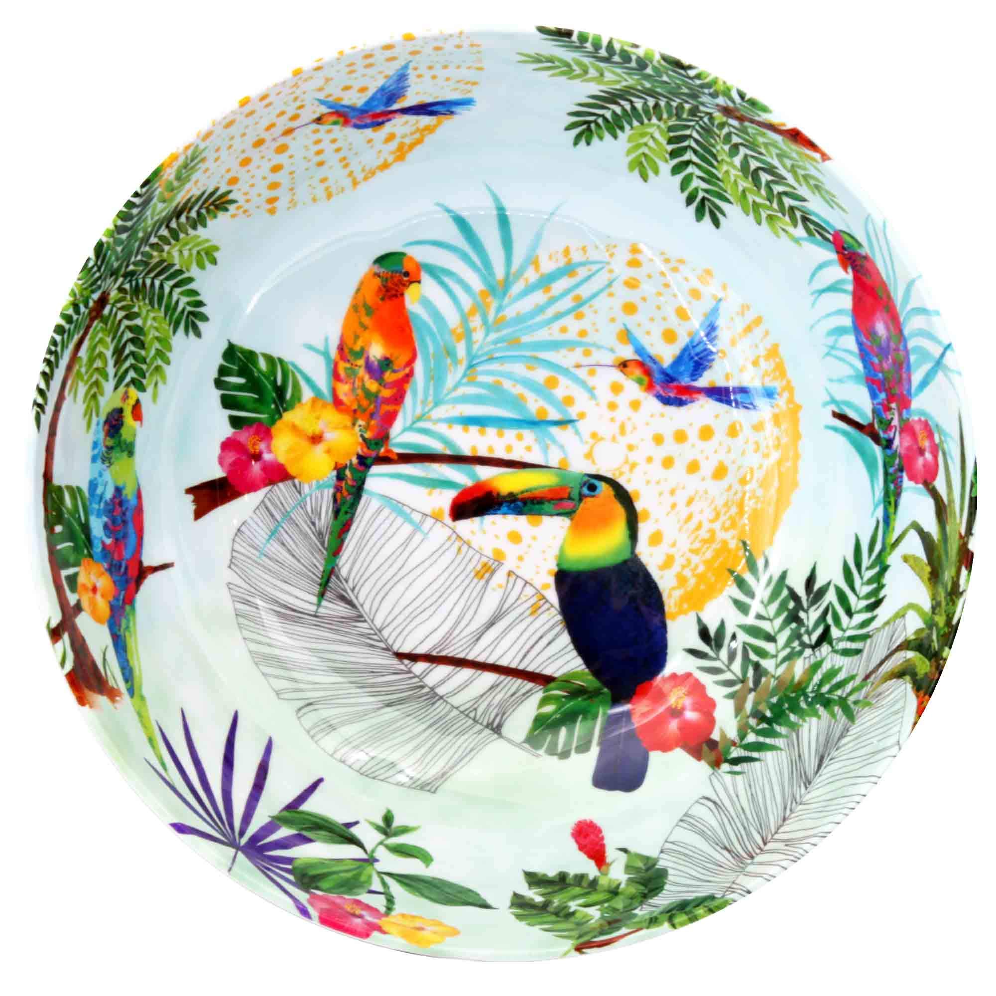 Les Jardins de la Comtesse – Ensaladera grande de melamina pura – Tucanes de Río – 4L / Ø 31 cm – Multicolor – Vajilla Quasi-Incassable MelARTmine
