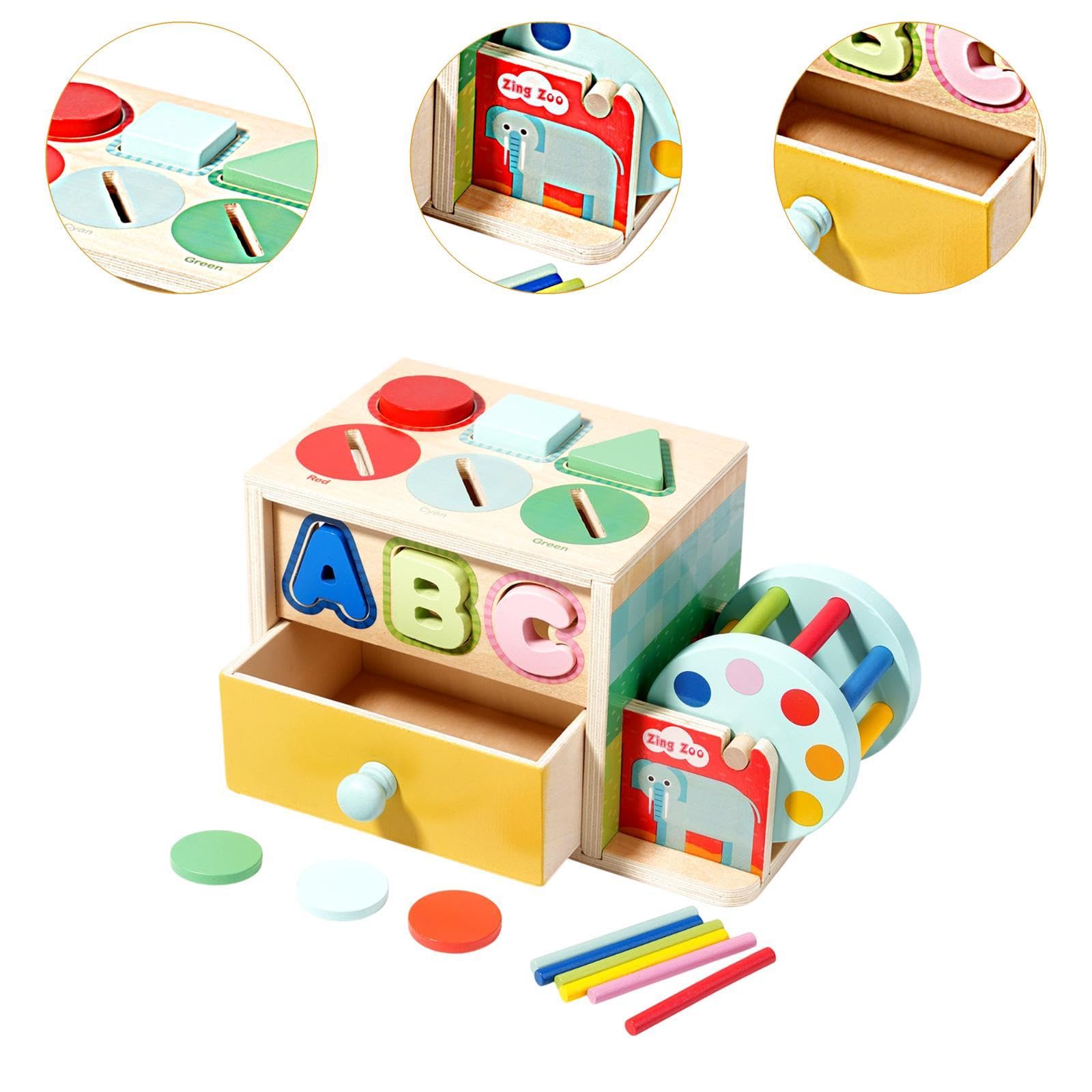 Cubo attività in Legno, Gioco di Smistamento di Forme Multiple, sul Tatto per Lo Sviluppo della Coordinazione Motoria E Sensoriale, Style B