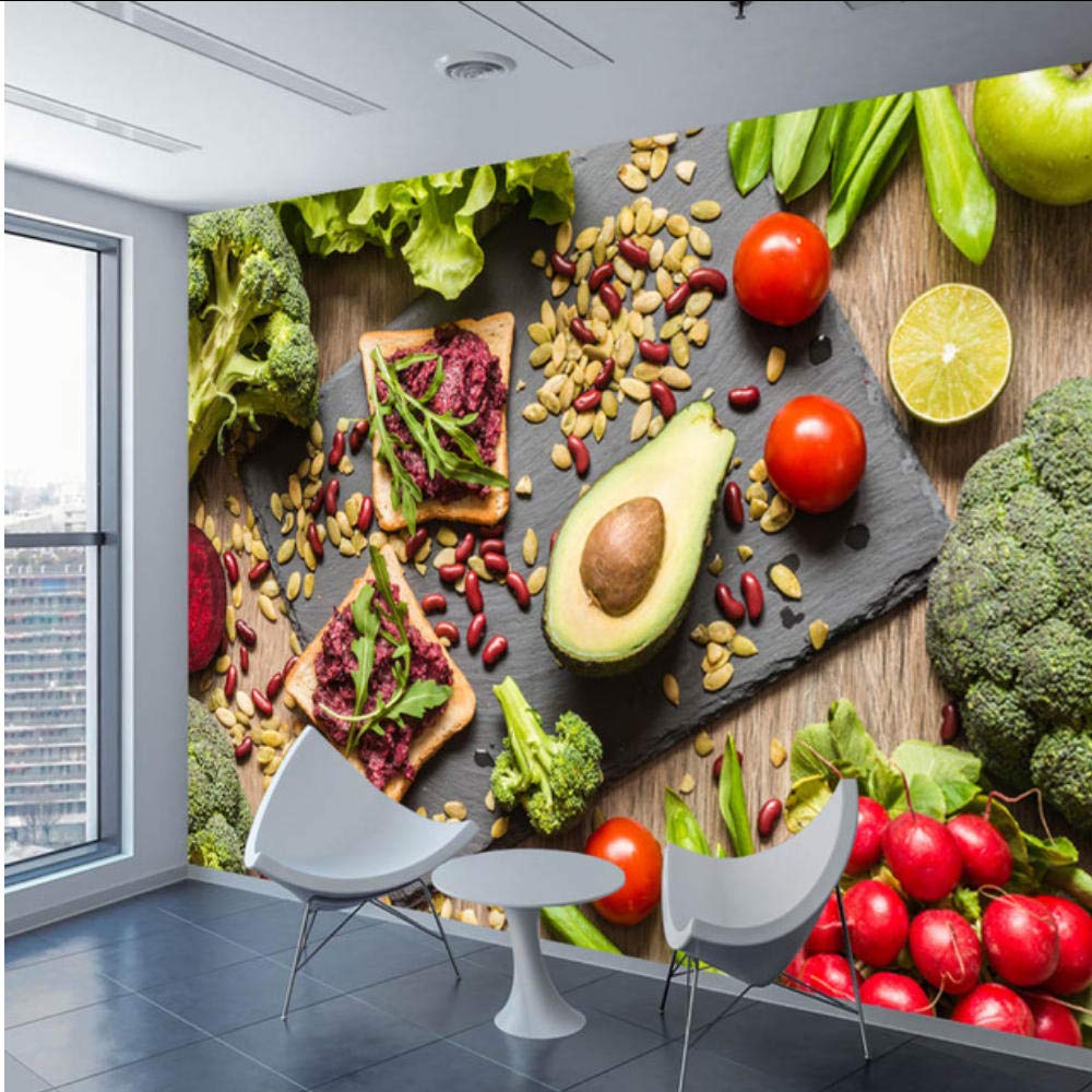 Amazon Xbwy 3d壁紙食品野菜フルーツウォール壁画紙写真レストランホールのリビングルームの装飾 0x140cm 壁紙