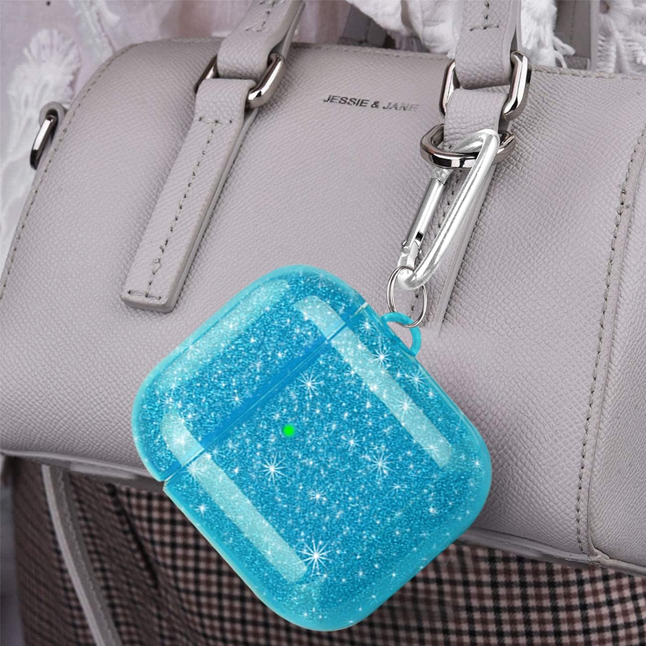 Sparkling Blue Case Compatible with AirPods, Full Protective Soft TPU Cyan Cover Compatible with AirPods 2 1 Wireless and Wired Charging Case ZPYOU -Blue