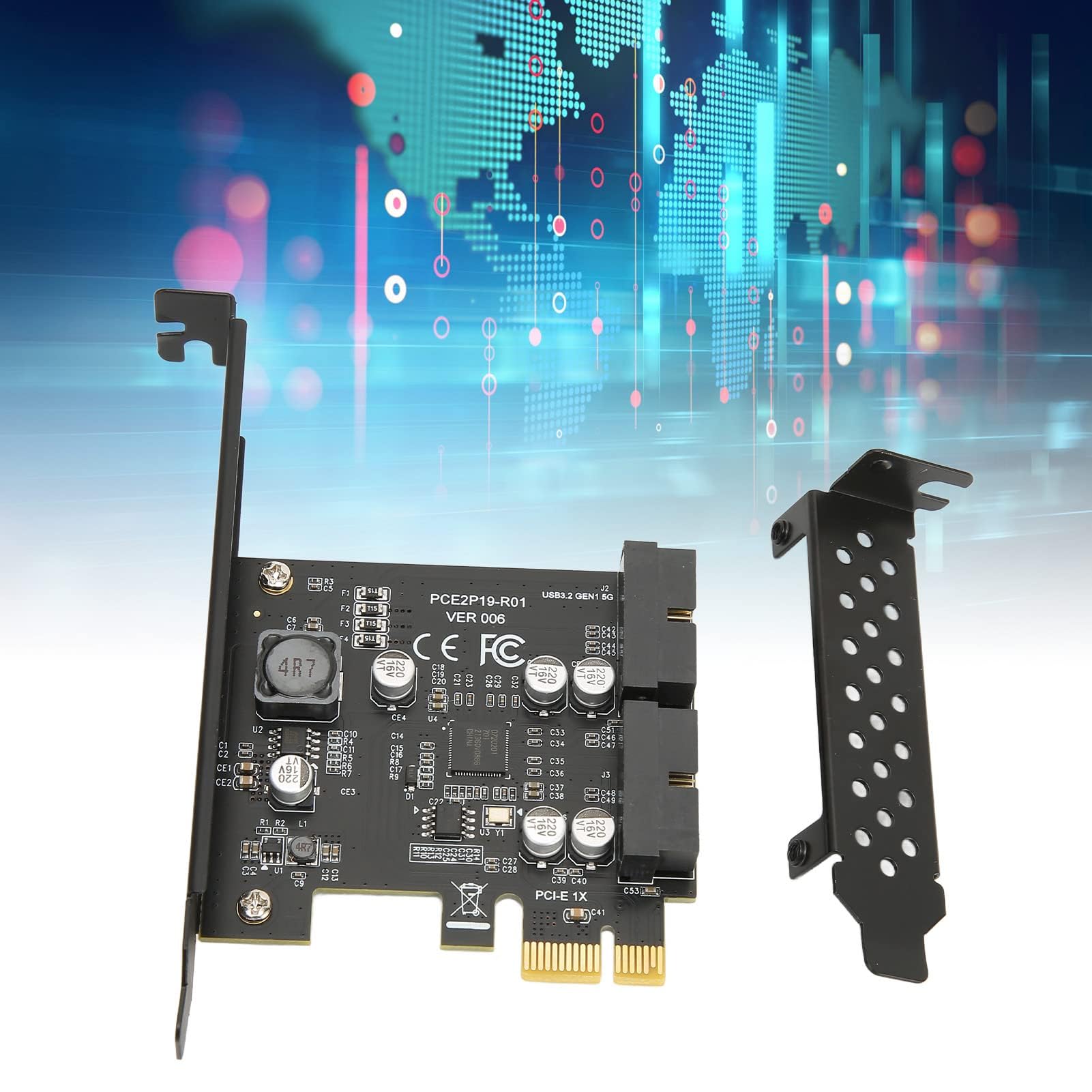 Carte d'extension USB 3.2 GEN 1 19PIN PCI Express (PCIe) pour Ordinateur de Bureau