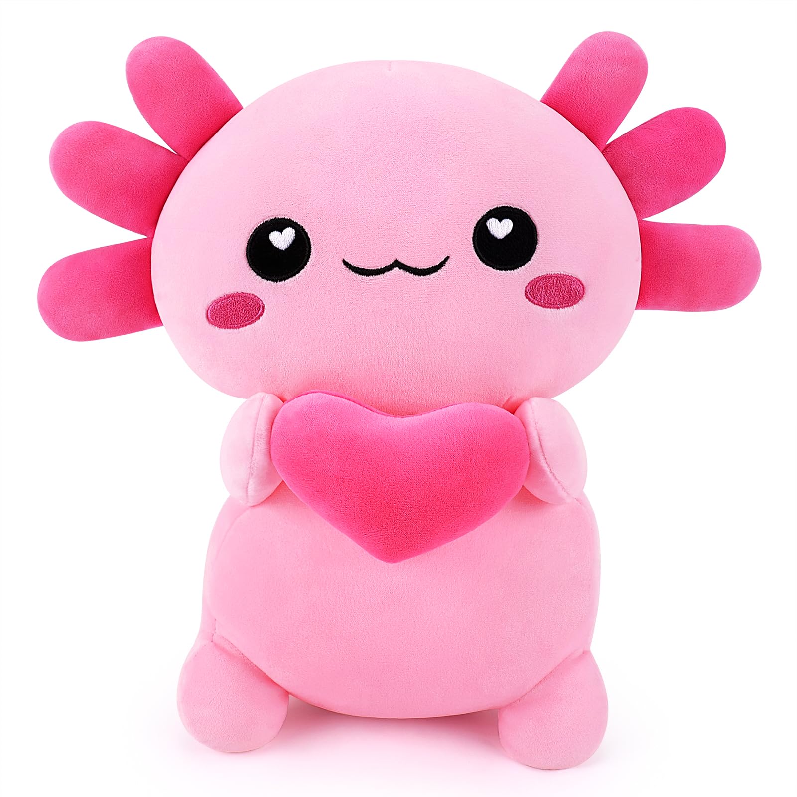 Axolotl Plush Pillow Stuffed Axolotl Stuffed Animal Plush Pillow Cute Plush Toys Animal Toy Hugging Pillow For Lover Cushion Pillows Cuddly Toy Soft Toys Heart for Boys Girls Present 13.7 inch