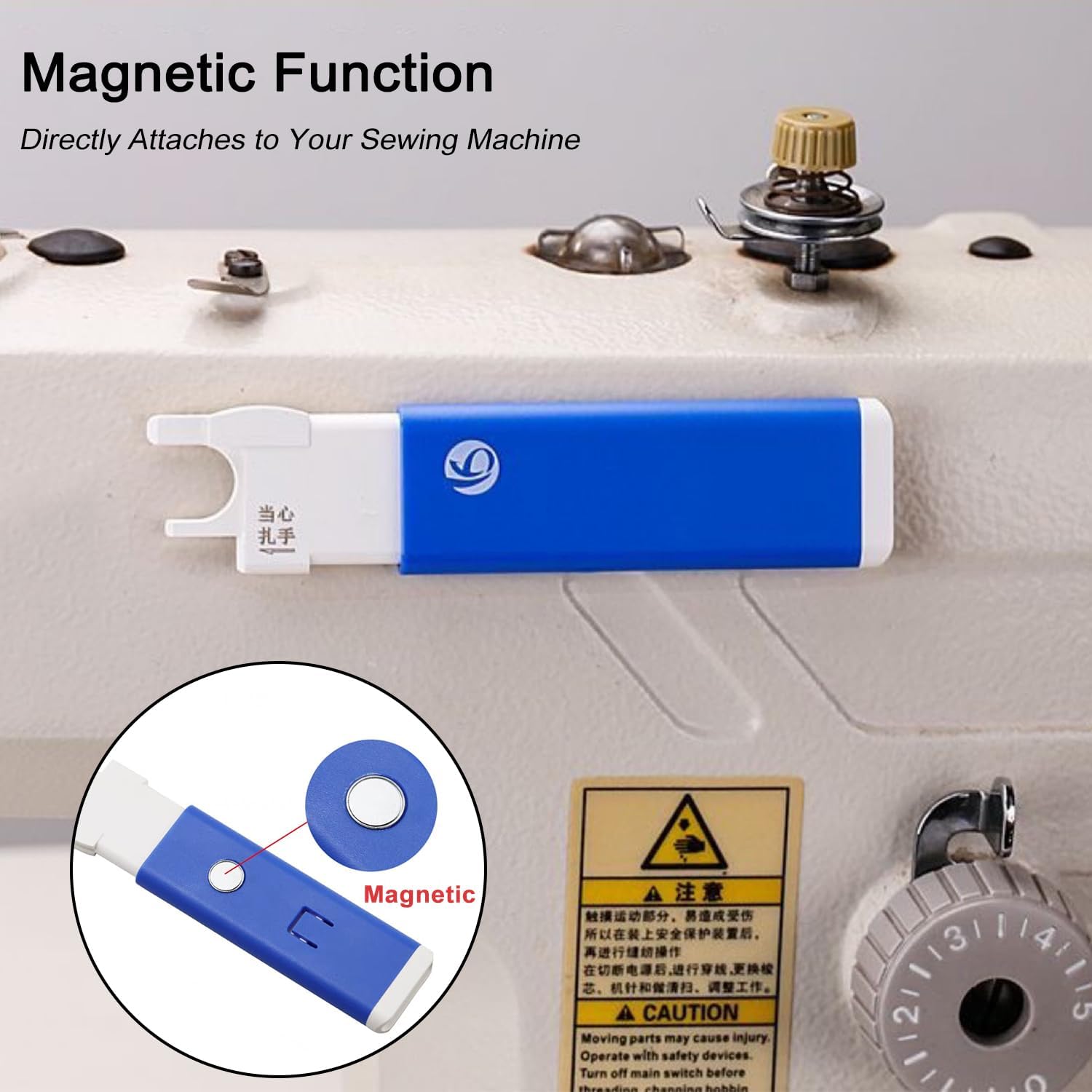 Magnetic Needle Threader, Sewing Machine Needle Threader, Simple Quick Automatic Sewing Needle Threader Tool for Industrial Single Lockstitch Sewing Machine (Blue)