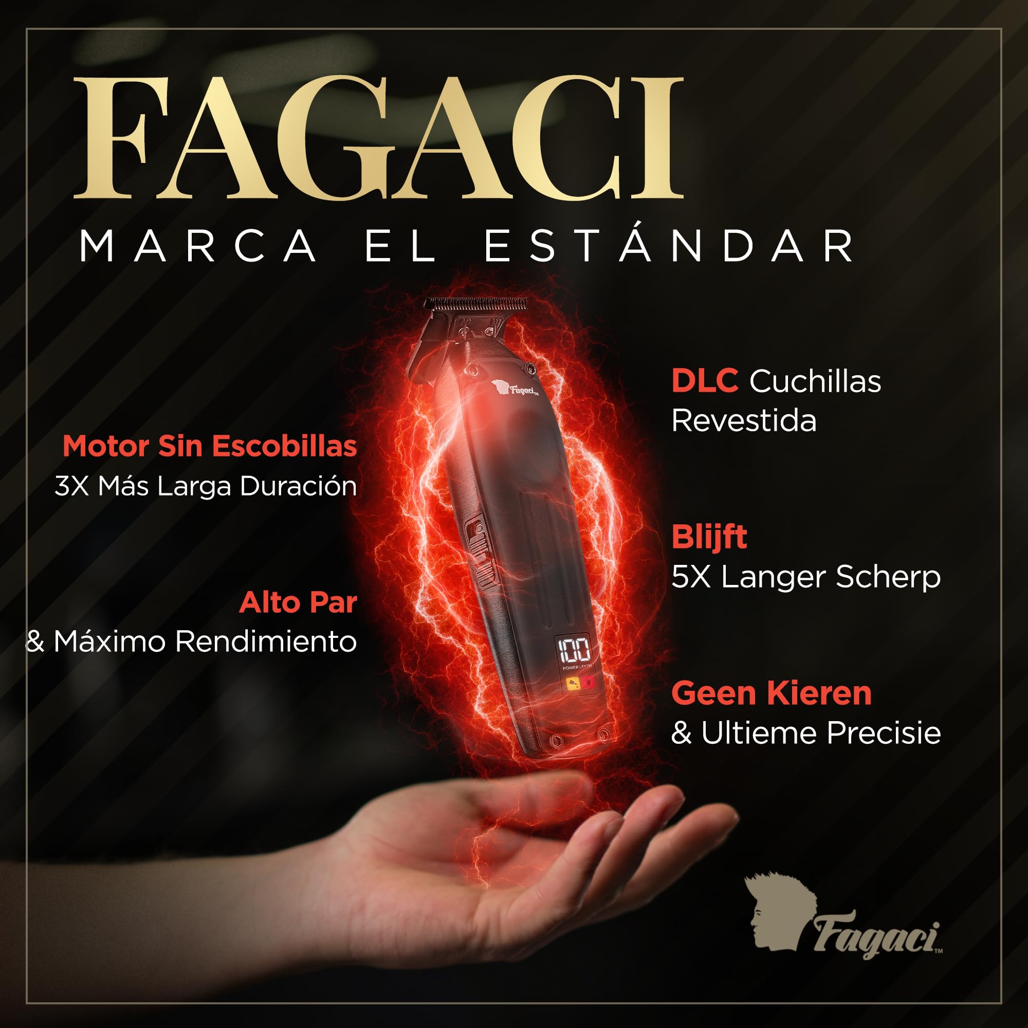 Fagaci Trimmer Profesional Zero Gap, Maquina de Cortar Pelo Hombre 0mm con 5 Veces más Duración del Filo, Cortapelos hombre con Motor sin Escobillas, Cortadora de Pelo Hombre con Cuchilla en T